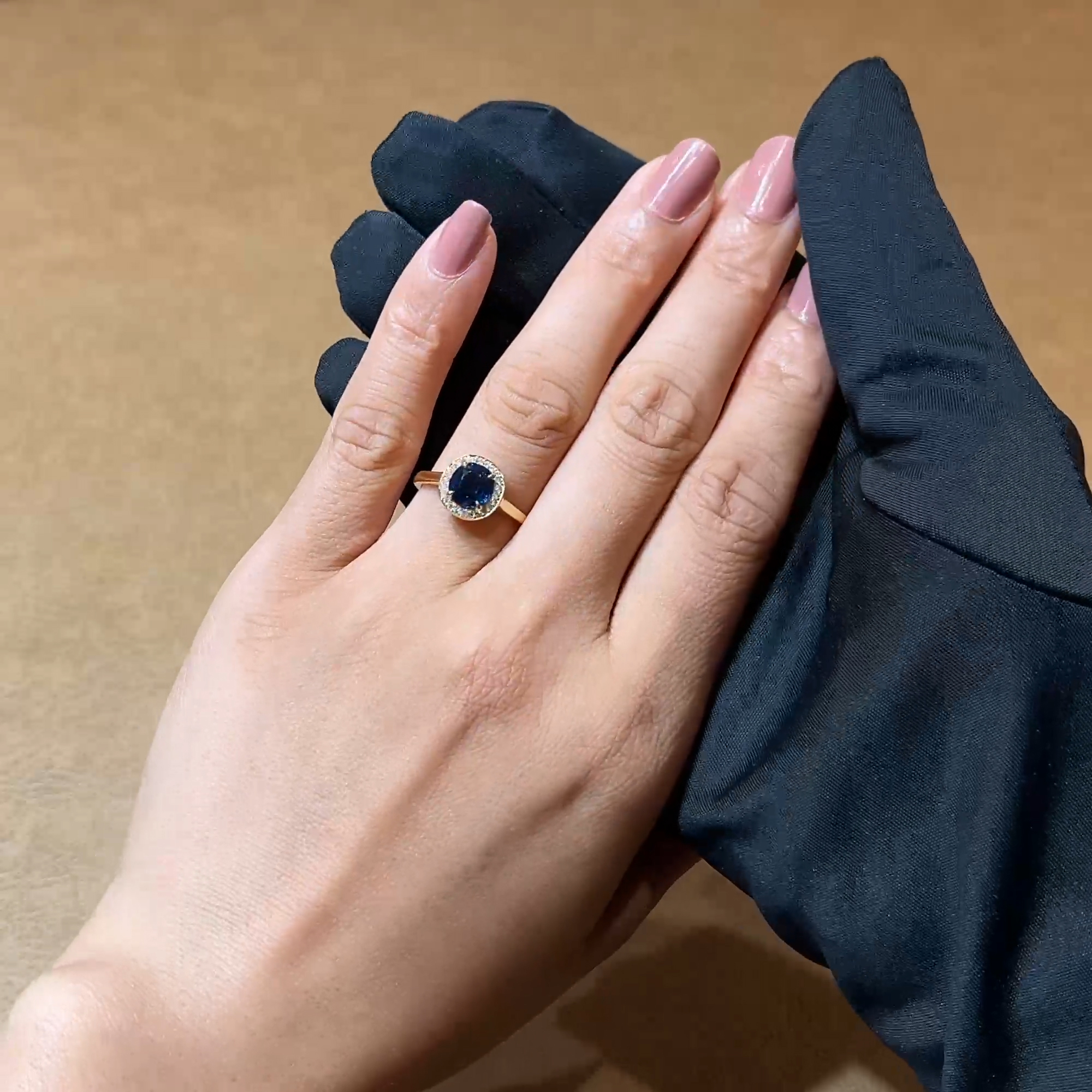 Cushion Cut 1.48ct Sapphire and Diamond Cluster Ring in 18ct Yellow Gold