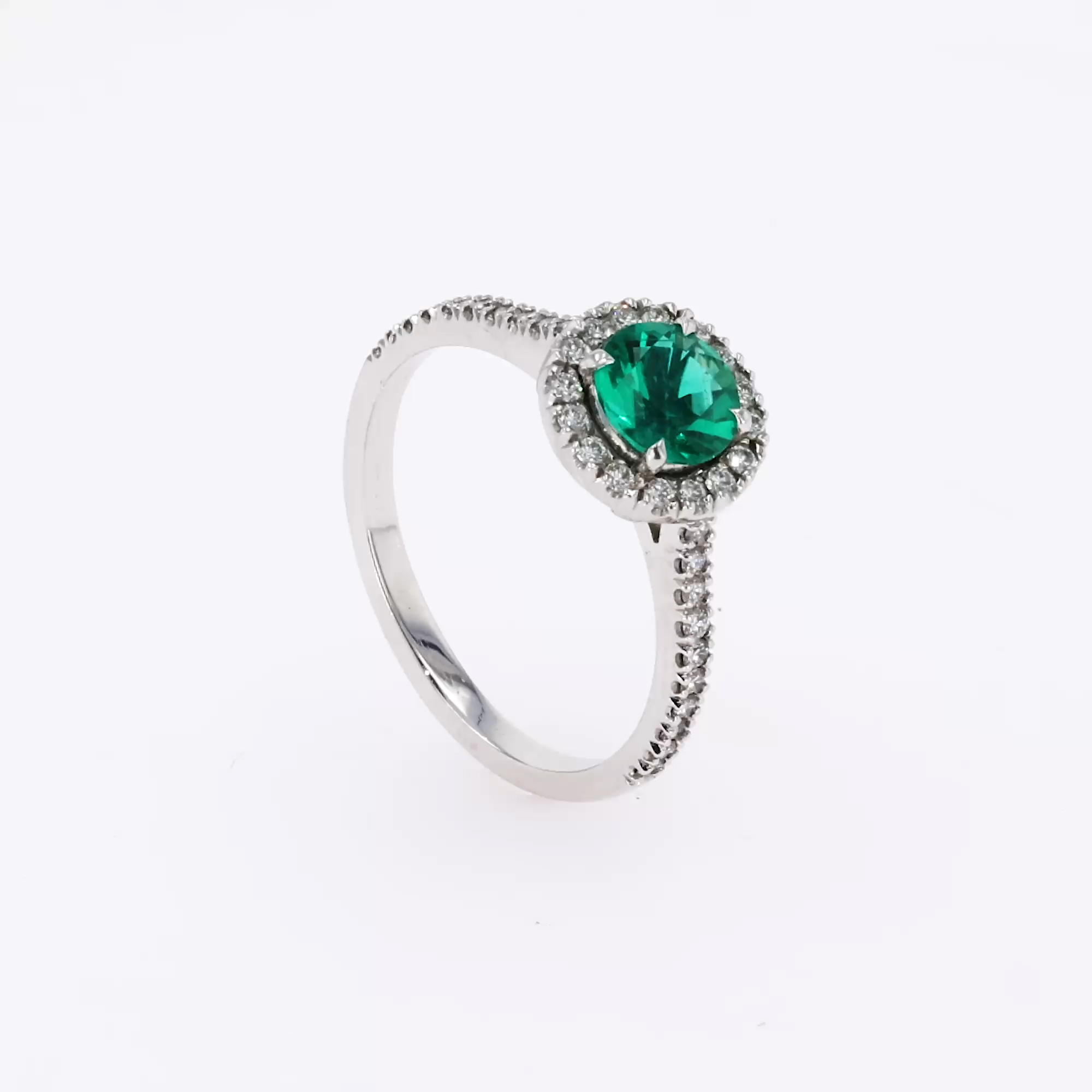 Celestial 0.69ct Emerald and Diamond Cluster Ring in 18ct White Gold