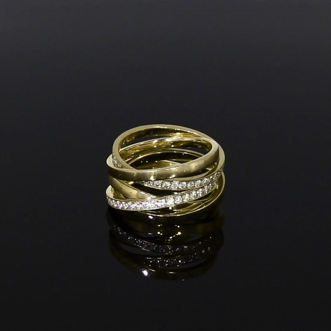 Multi-Row Diamond Ring 1.26ct in 18ct Yellow Gold