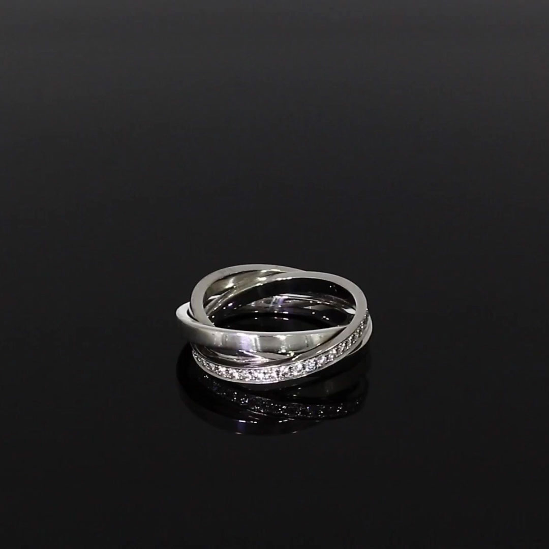 Trilogy Three-Row Diamond Ring 0.54ct in 18ct White Gold