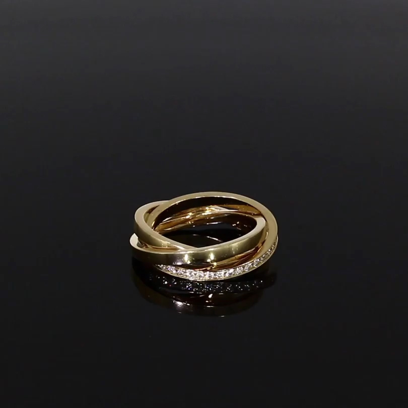 Trilogy Three-Row Diamond Ring 0.54ct in 18ct Yellow Gold