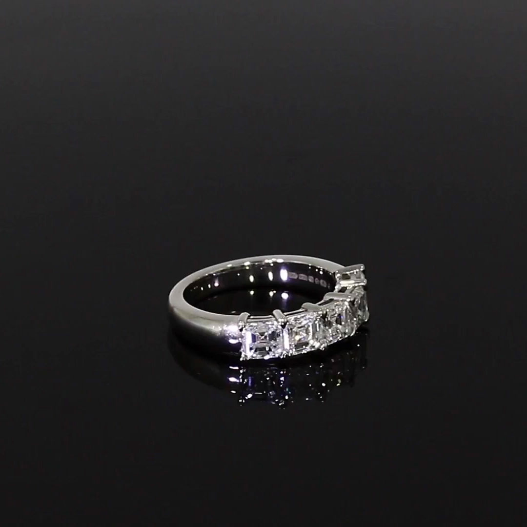 Asscher Cut Diamond Five-Stone Ring 2.50ct in Platinum