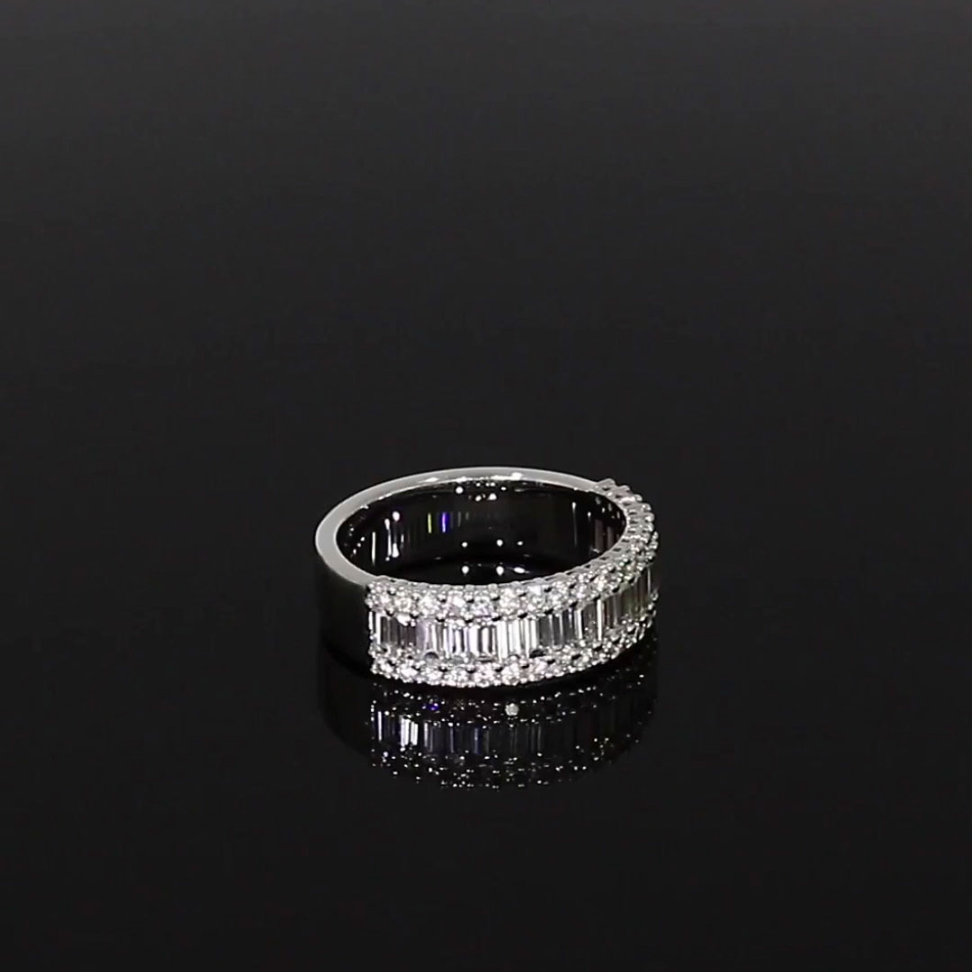 Baguette Cut Diamond Half Eternity Ring 1.65ct in 18ct White Gold