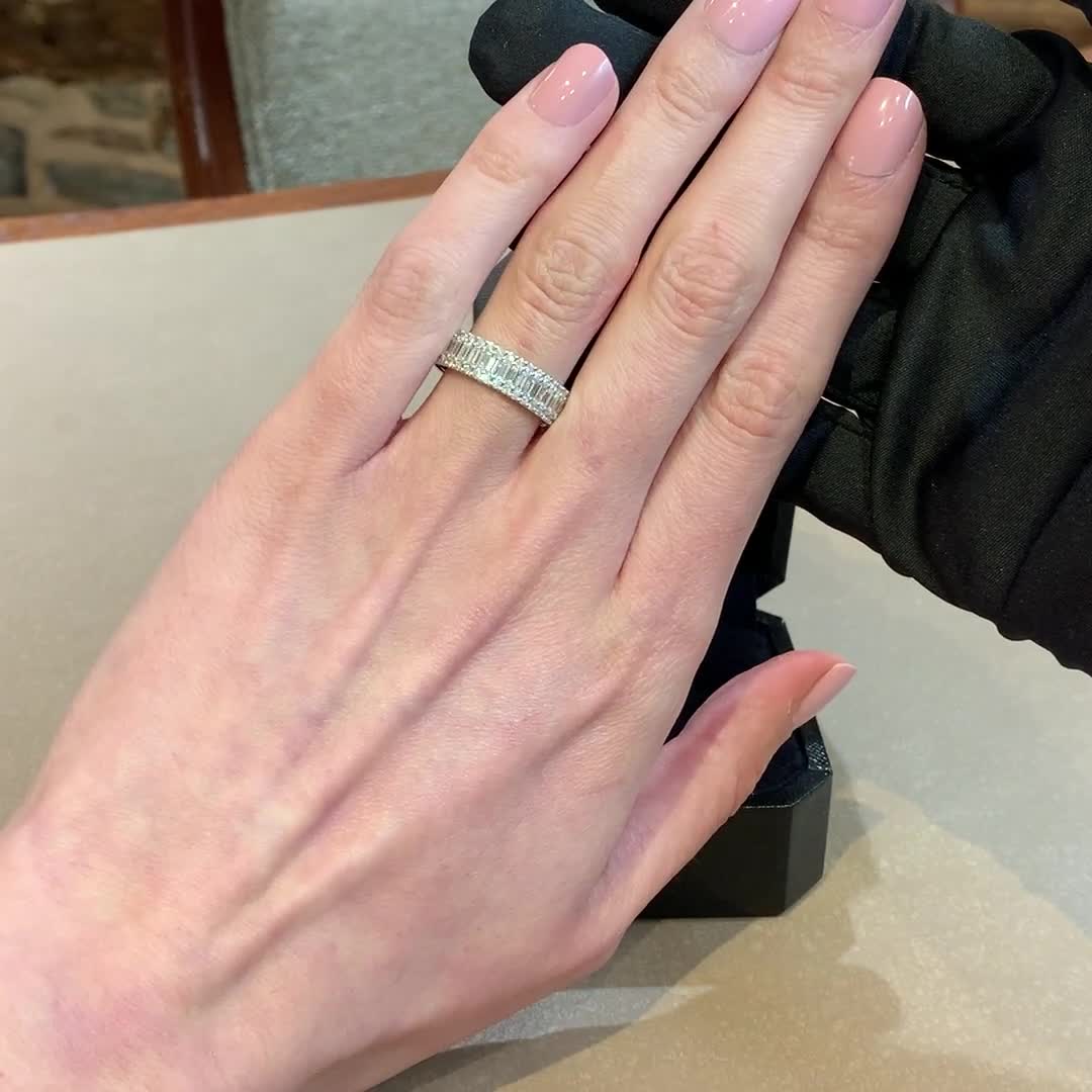 Baguette Cut Diamond Half Eternity Ring 1.65ct in 18ct White Gold