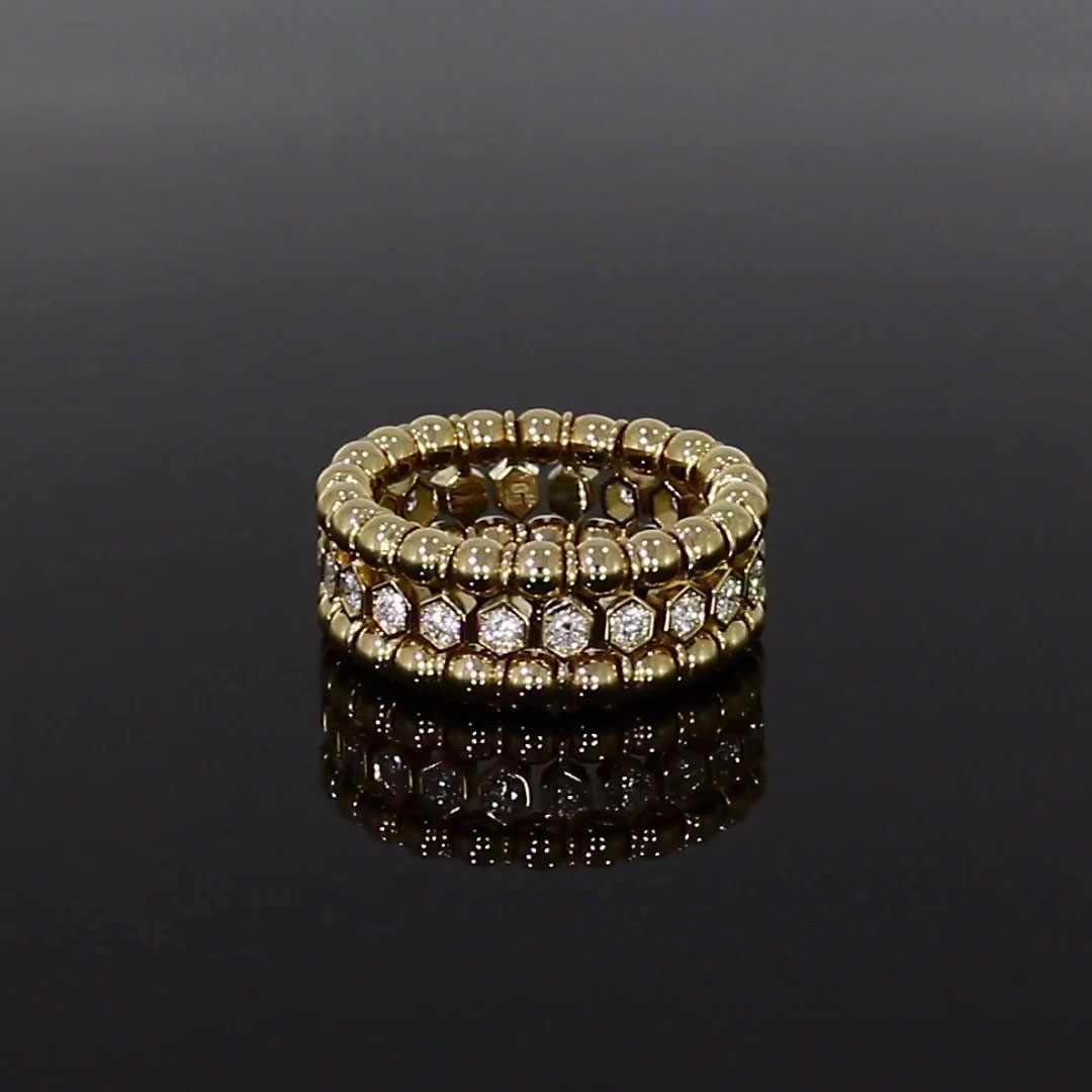 Bohemia 0.73ct Diamond Expandable Three Row Ring in 18ct Yellow Gold