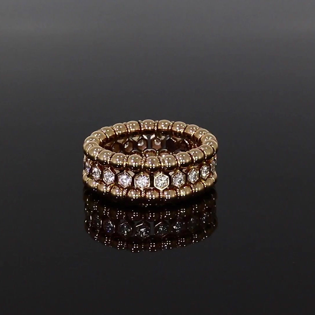 Bohemia 0.73ct Diamond Expandable Three Row Ring in 18ct Rose Gold