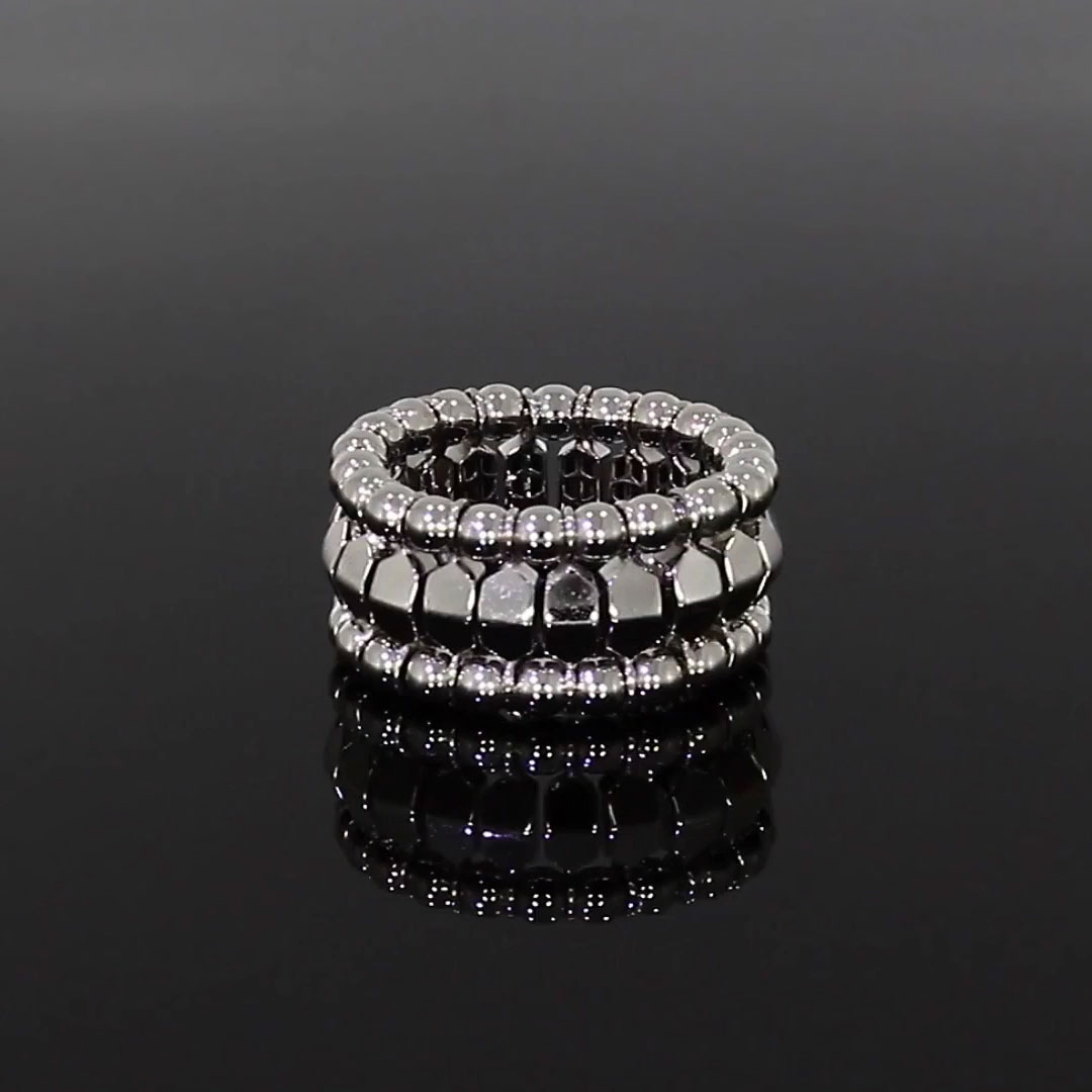 Bohemia Peaked Expandable Three Row Ring in 18ct White Gold