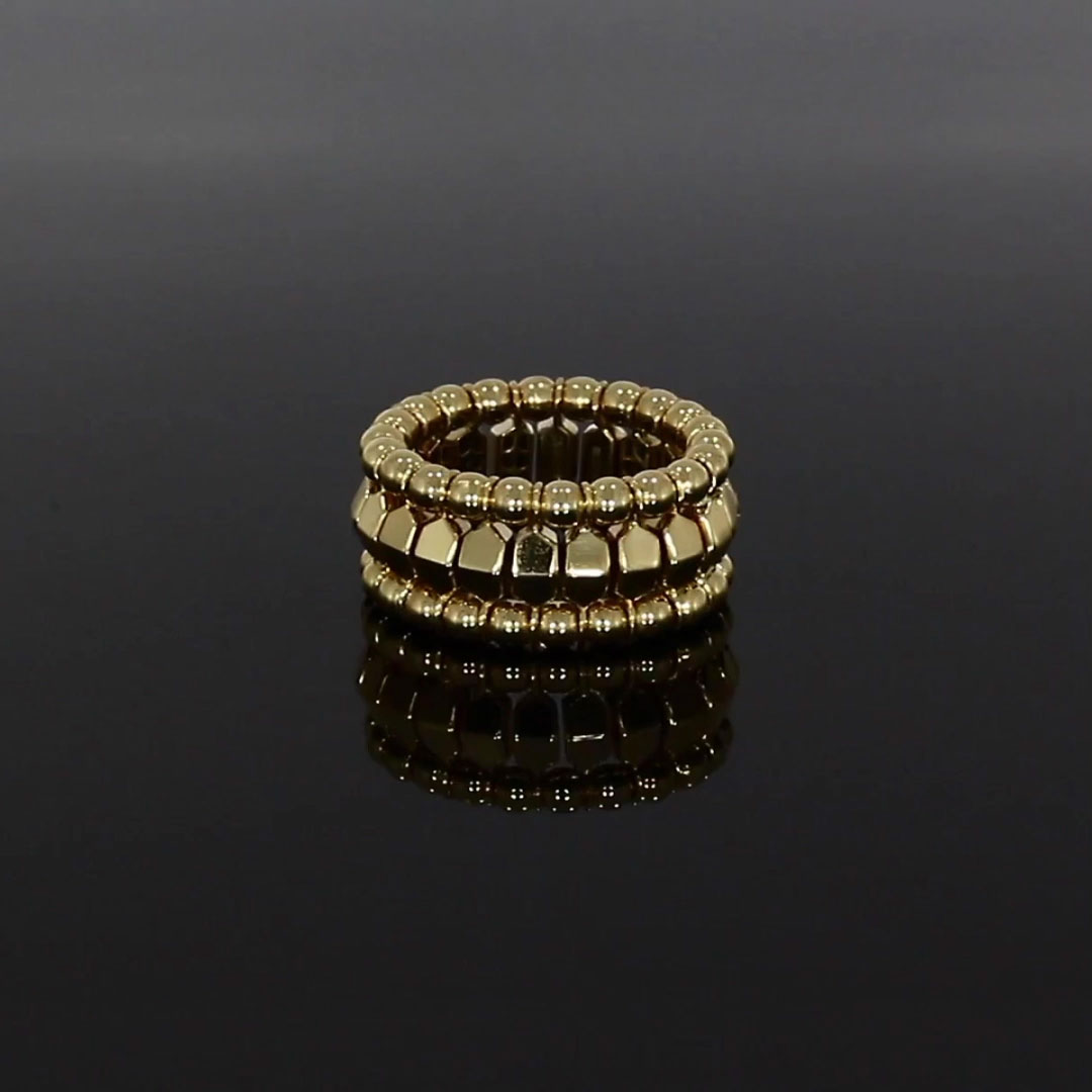 Bohemia Peaked Expandable Three Row Ring in 18ct Yellow Gold