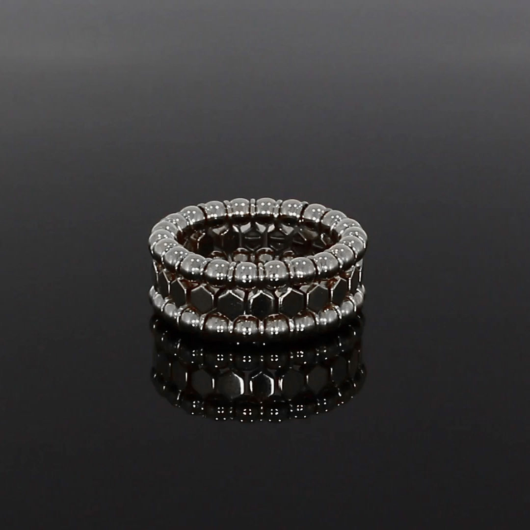 Bohemia Expandable Three Row Ring in 18ct White Gold