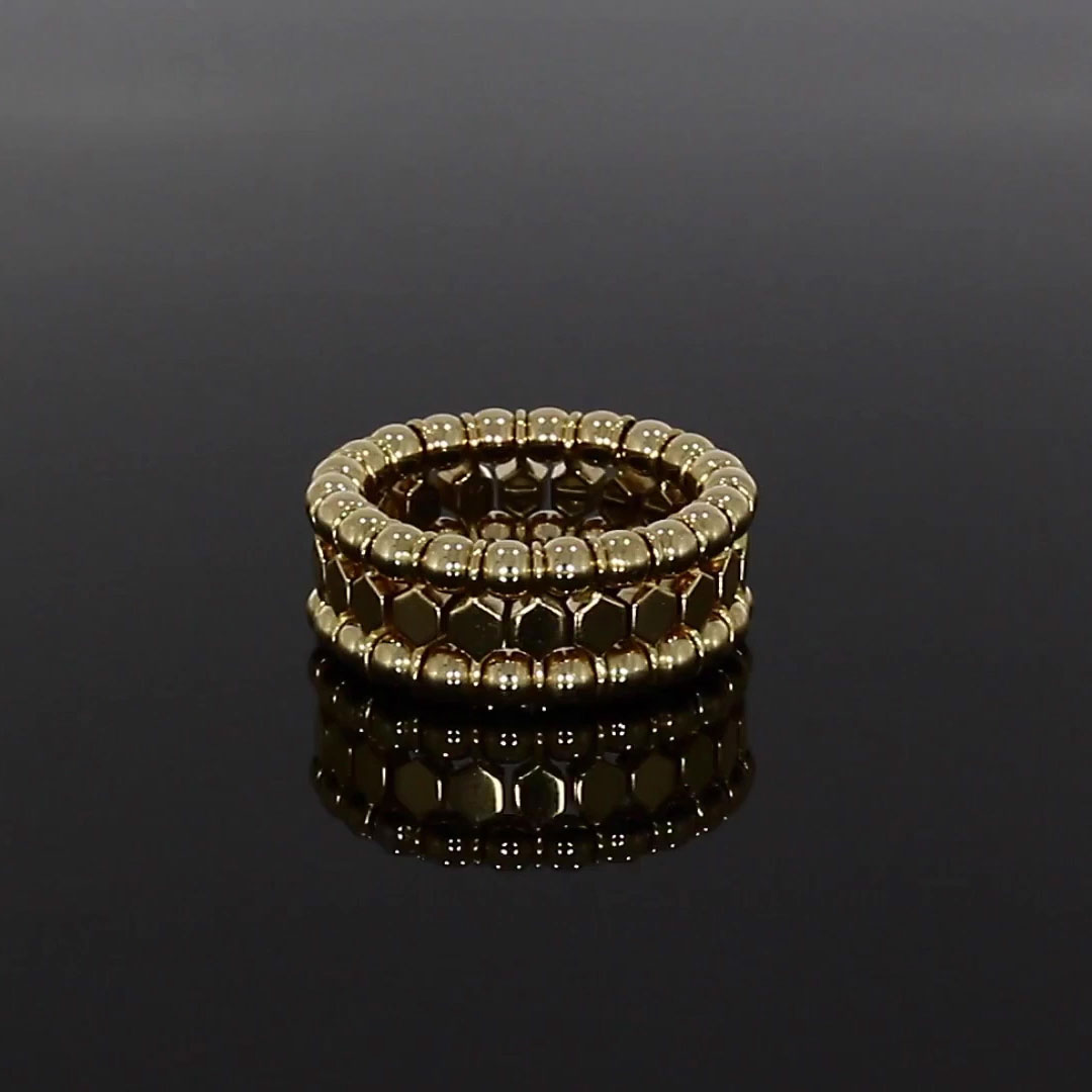 Bohemia Expandable Three Row Ring in 18ct Yellow Gold