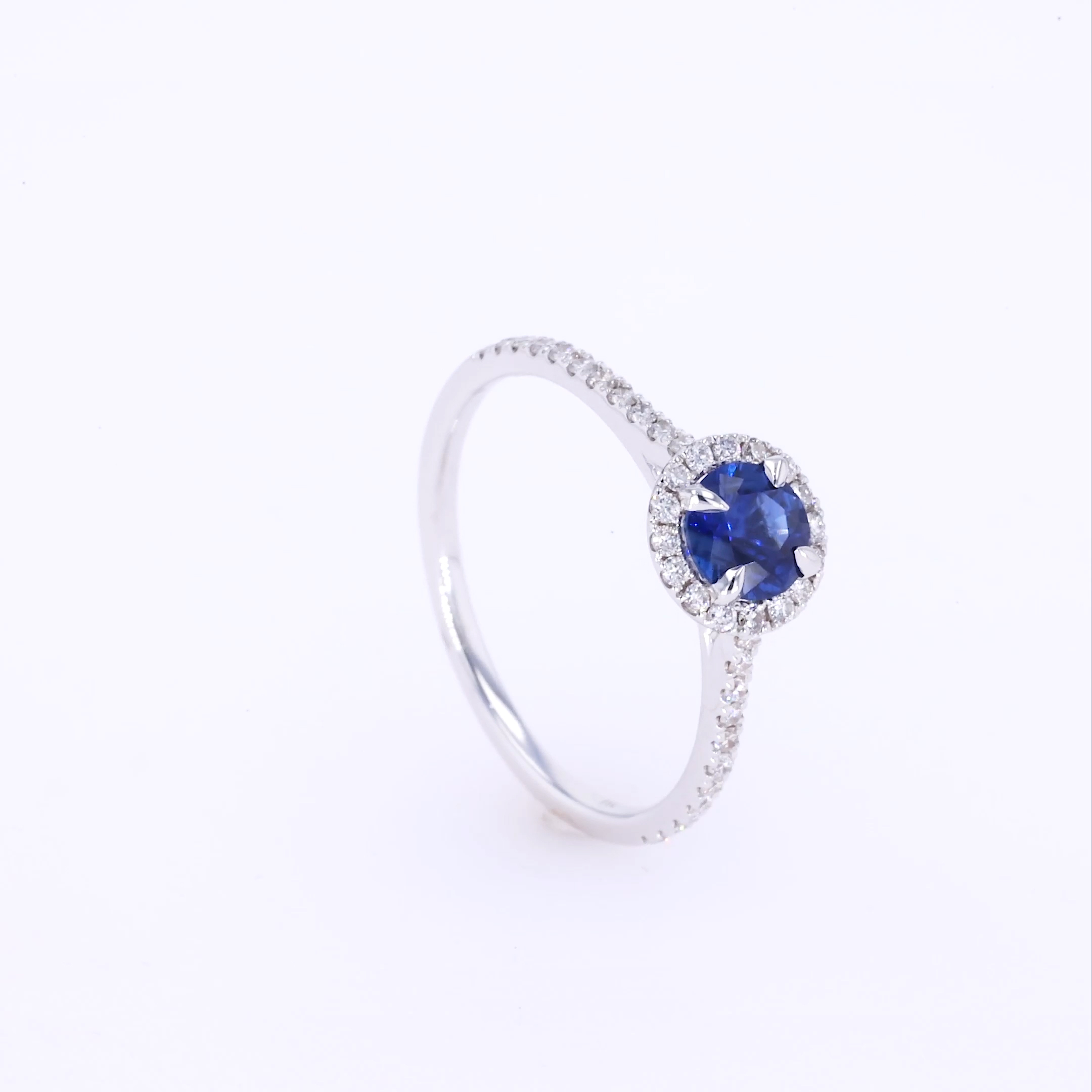 Sapphire and Diamond Cluster Ring 0.61ct in 18ct White Gold
