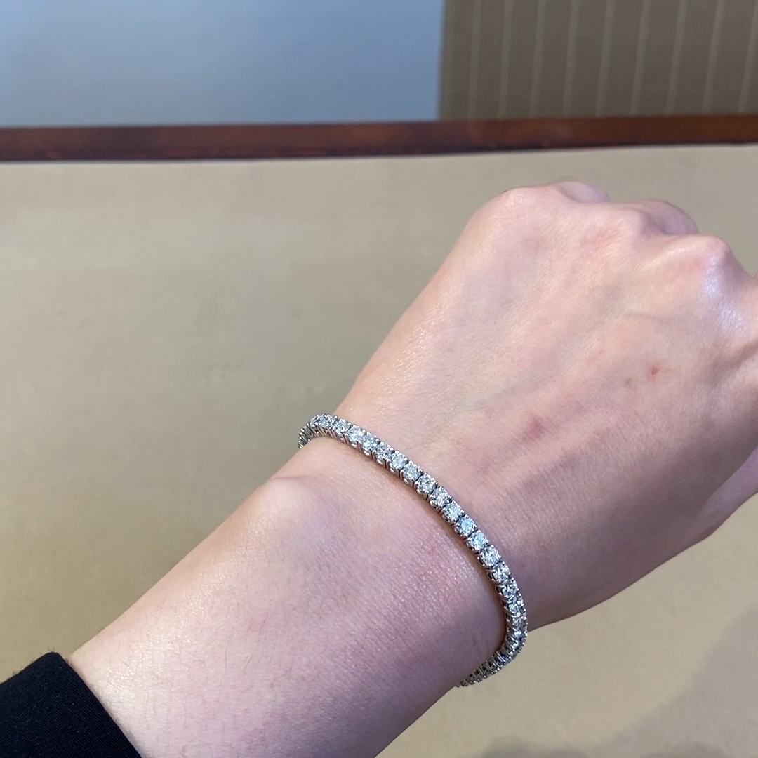 Brilliant Cut Diamond Line Bracelet 6.80ct in 18ct white gold