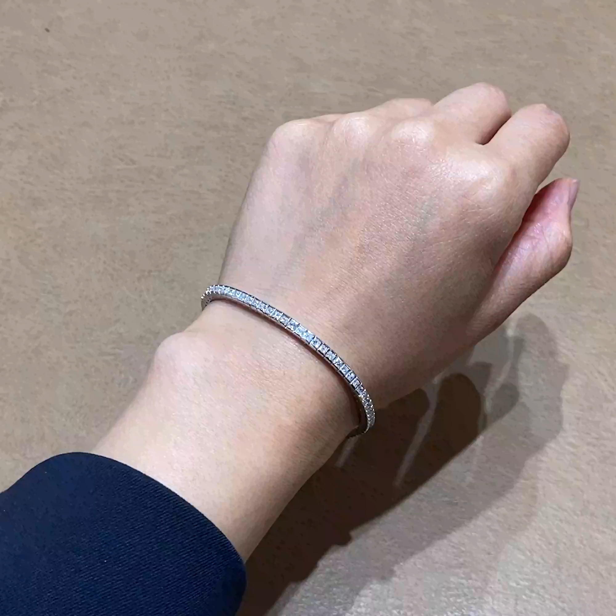 Princess Cut Diamond Line Bracelet 3.35ct in 18ct White Gold