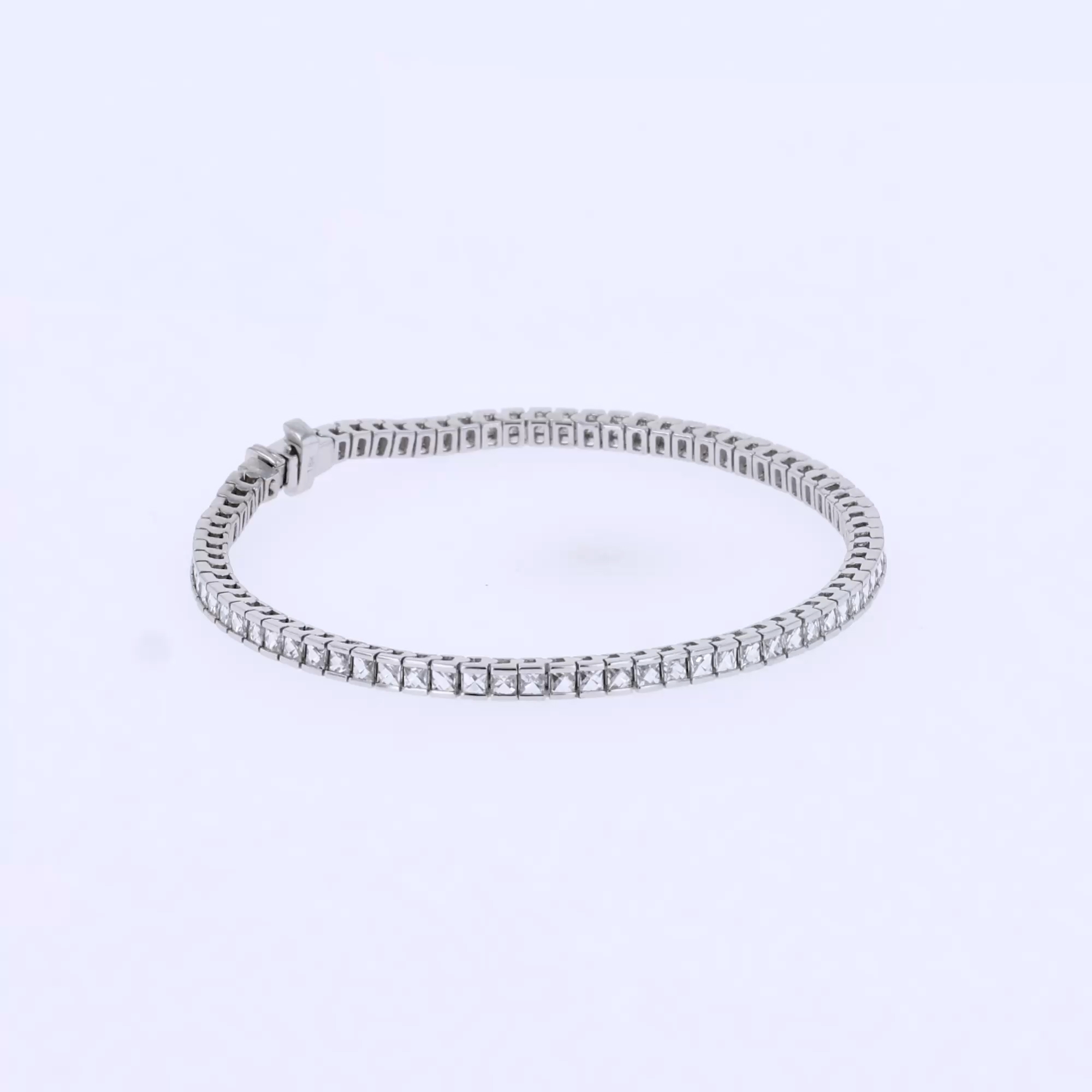 French Cut Diamond Line Bracelet 3.36ct in 18ct White Gold