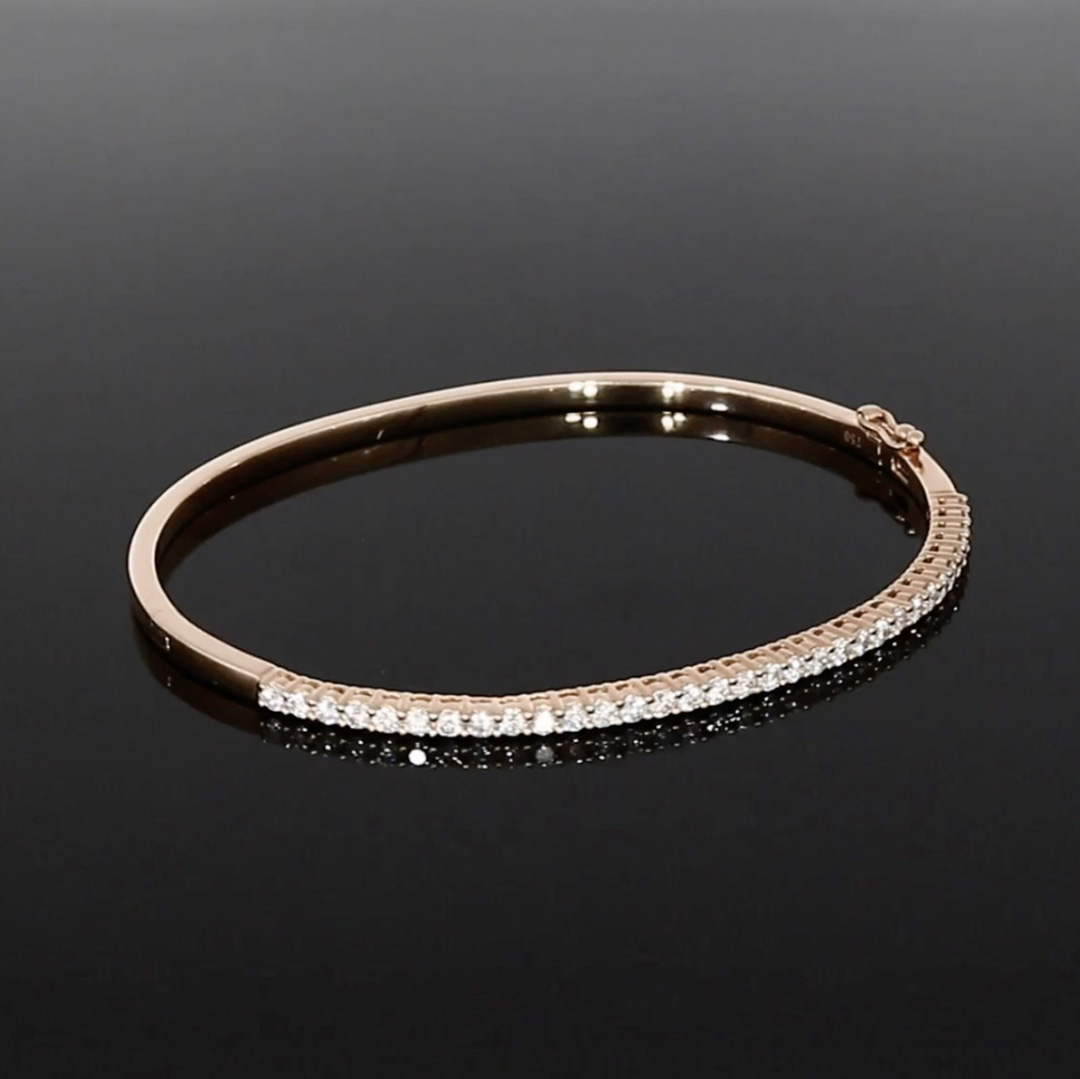 Diamond Half Hoop Bangle 1.05ct in 18ct Rose Gold
