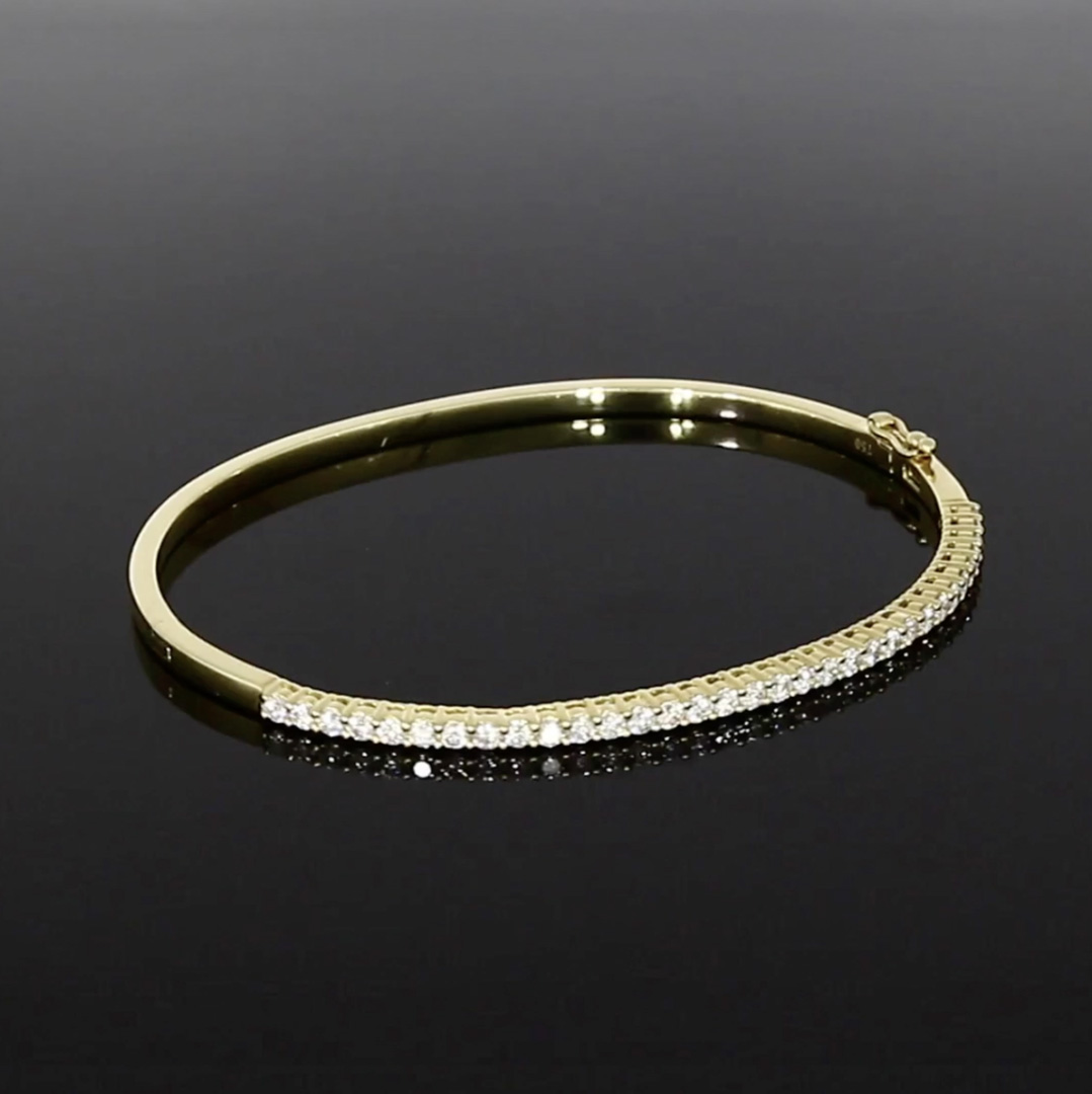 Brilliant Cut 1.02ct Diamond Half Hoop Bangle  in 18ct Yellow Gold