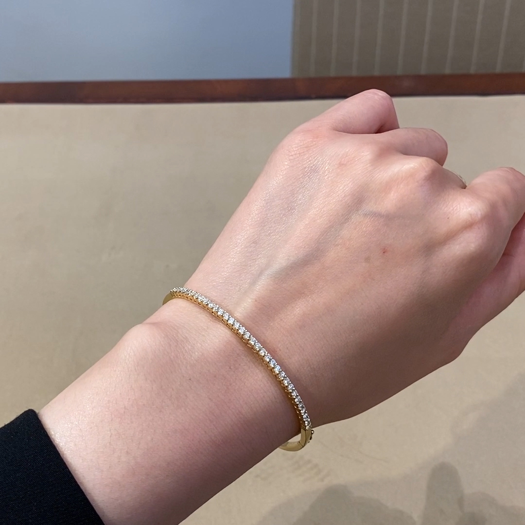 Brilliant Cut 1.02ct Diamond Half Hoop Bangle  in 18ct Yellow Gold