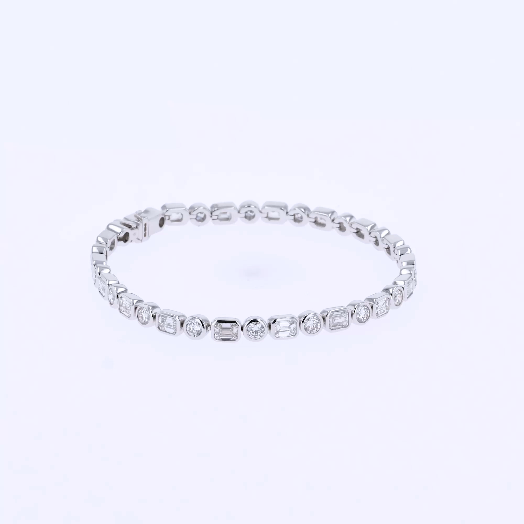 Emerald Cut and Brilliant Cut Diamond Bracelet 6.65ct in 18ct White Gold