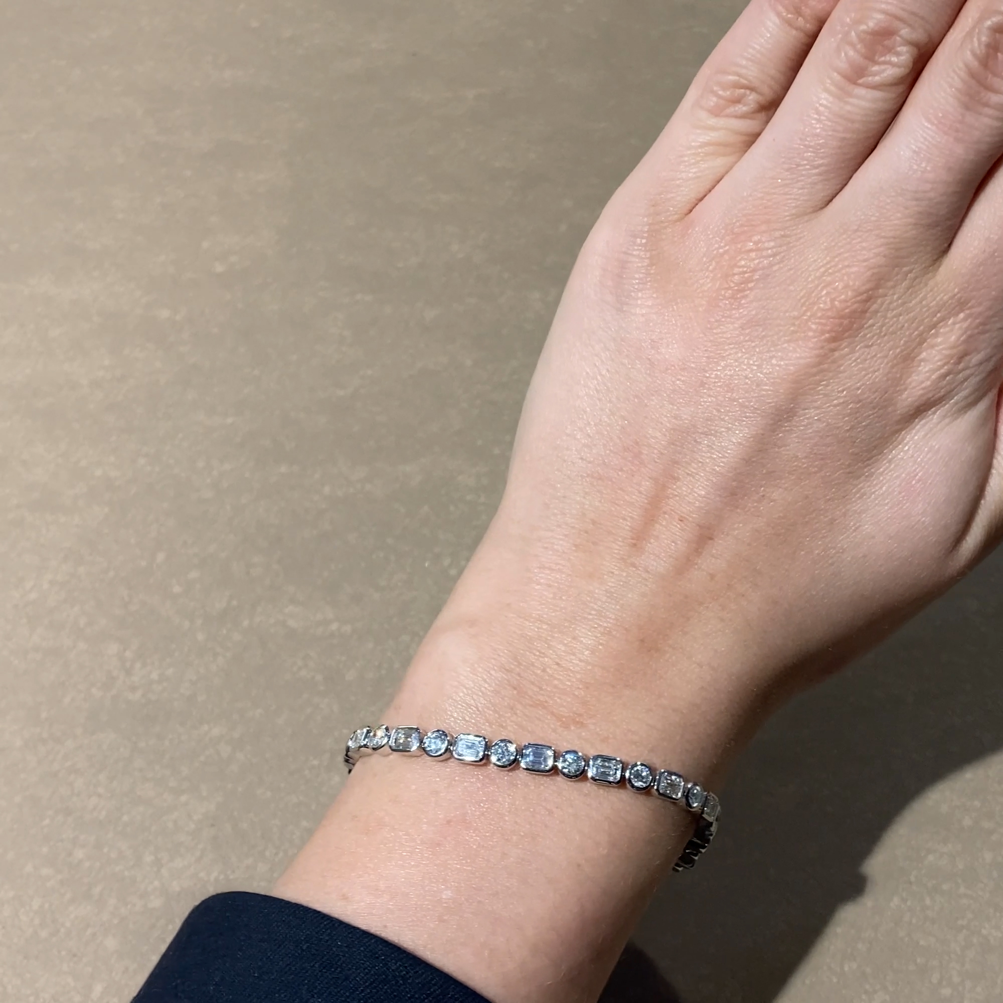 Emerald Cut and Brilliant Cut Diamond Bracelet 6.65ct in 18ct White Gold