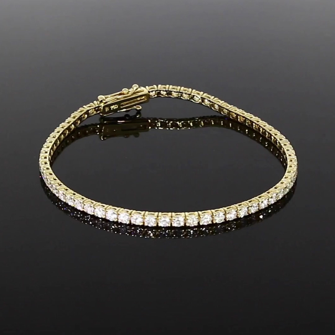Brilliant Cut Diamond Line Bracelet 2.97ct in 18ct Yellow Gold