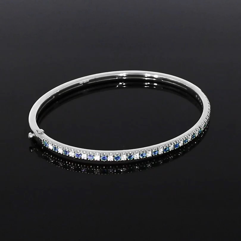 Sapphire & Diamond Half Hoop Bangle <br /> 1.18ct in 18ct White Gold