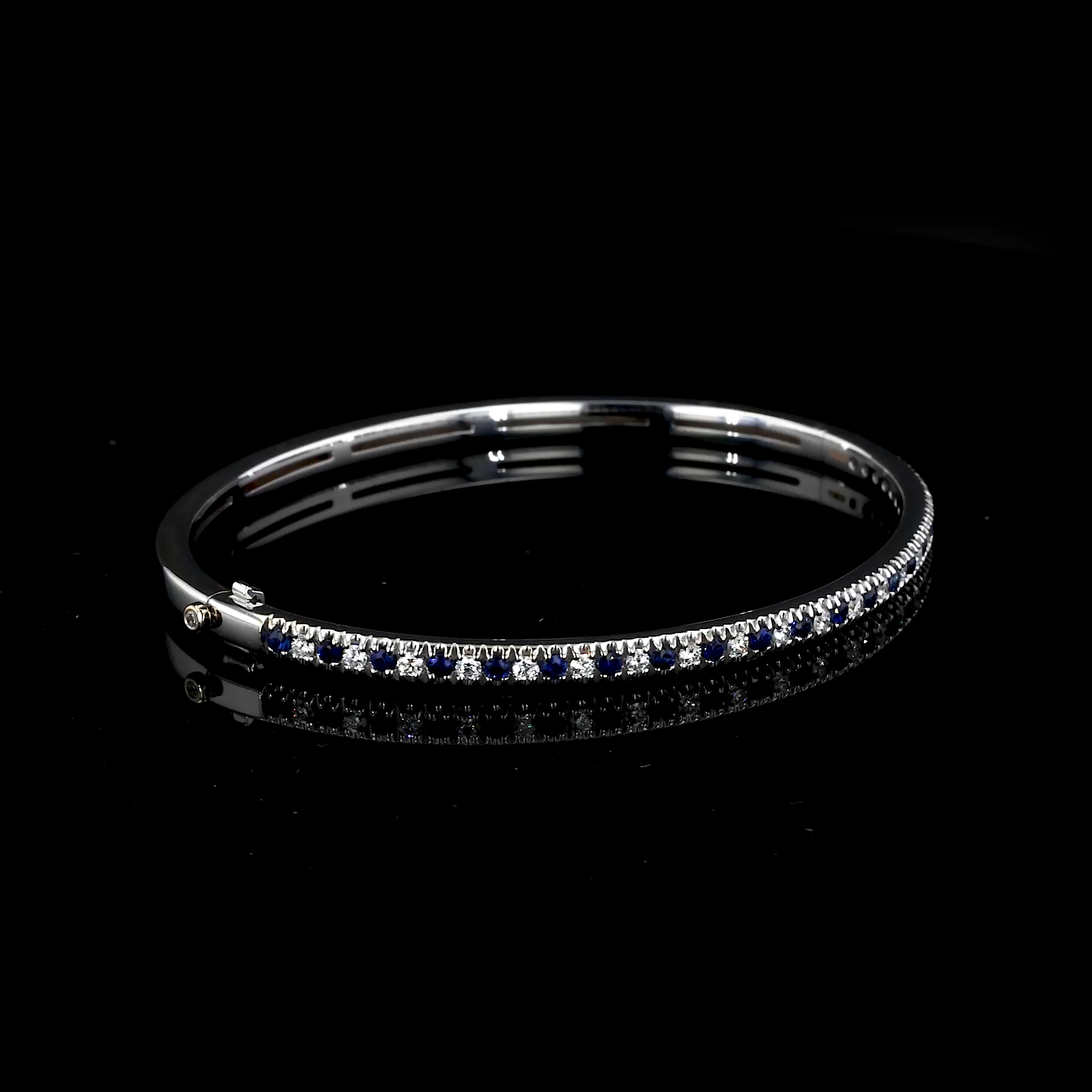 Sapphire & Diamond Half Hoop Bangle 1.14ct in 18ct White Gold