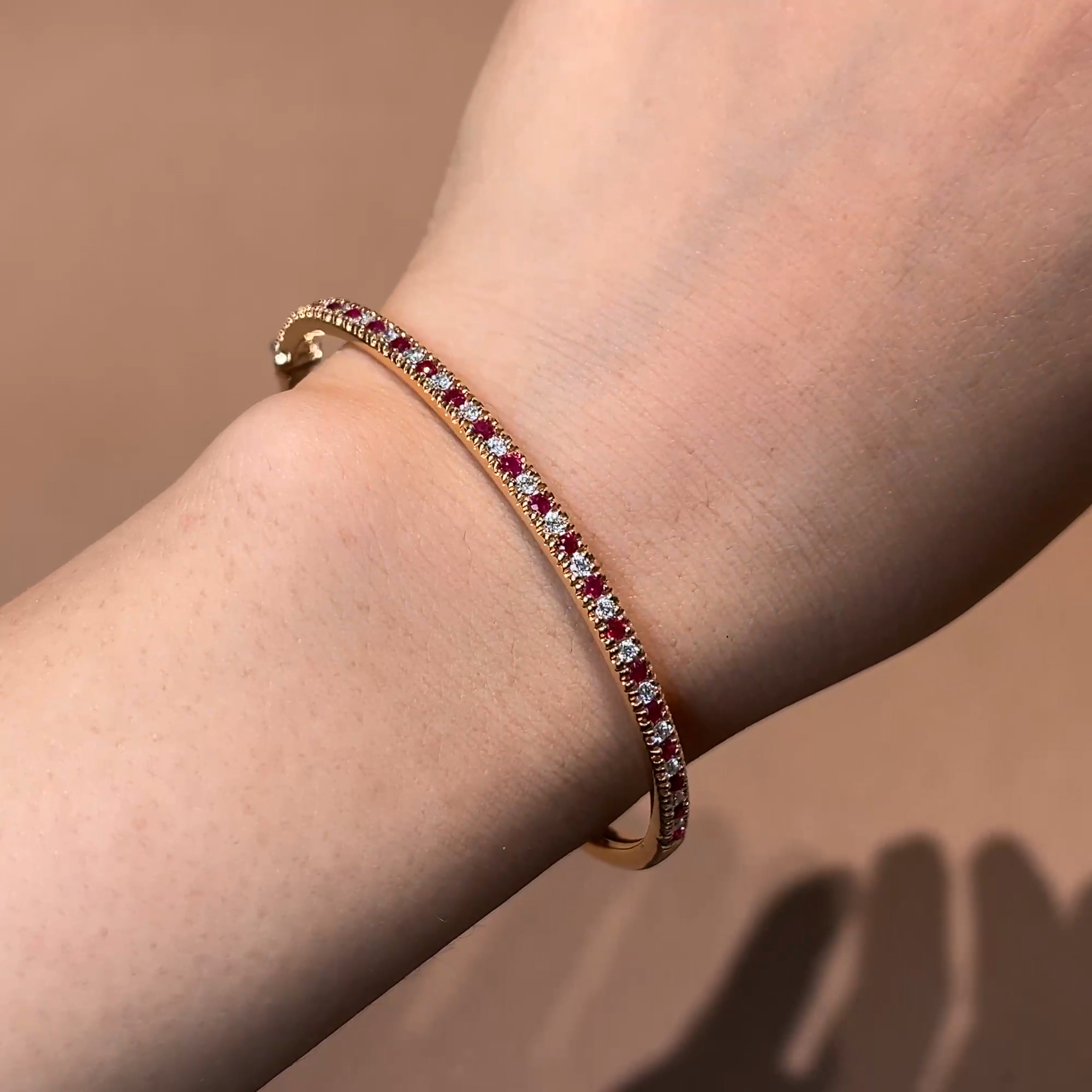 Ruby & Diamond Half Hoop Bangle 1.15ct in 18ct Rose Gold