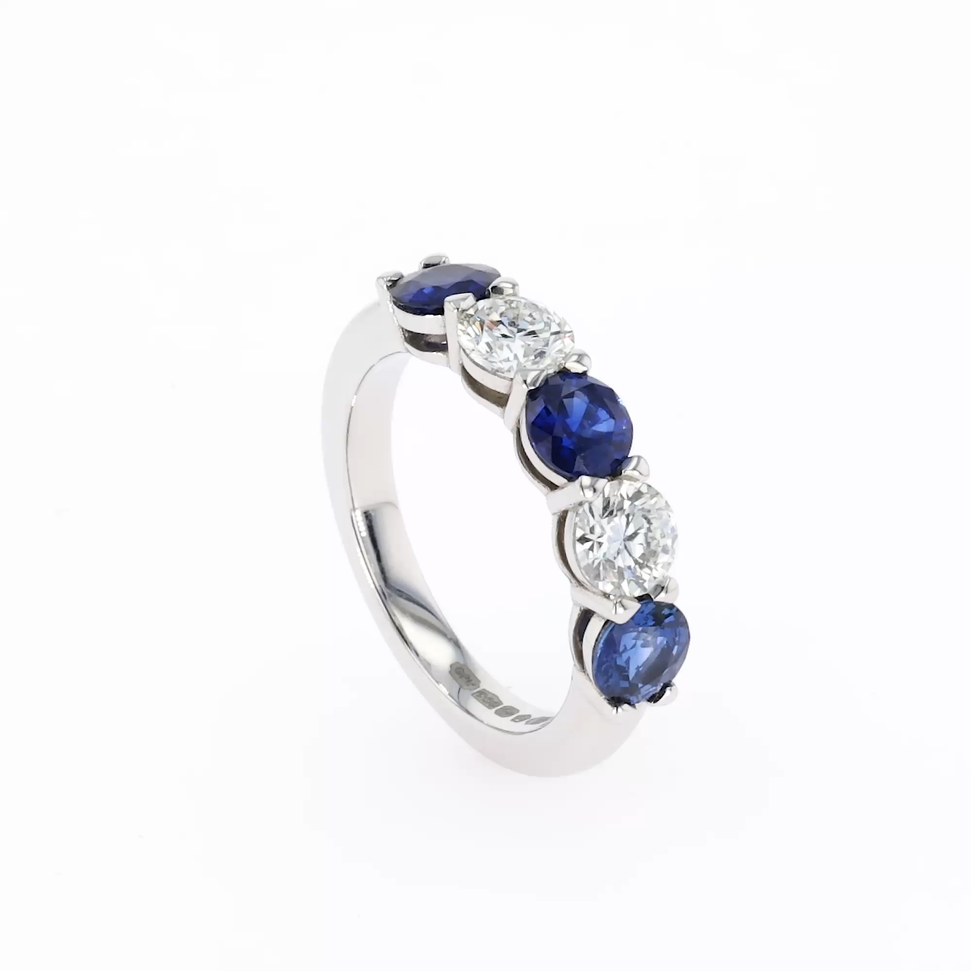 Five Stone Sapphire and Diamond  Ring  2.5ct in Platinum