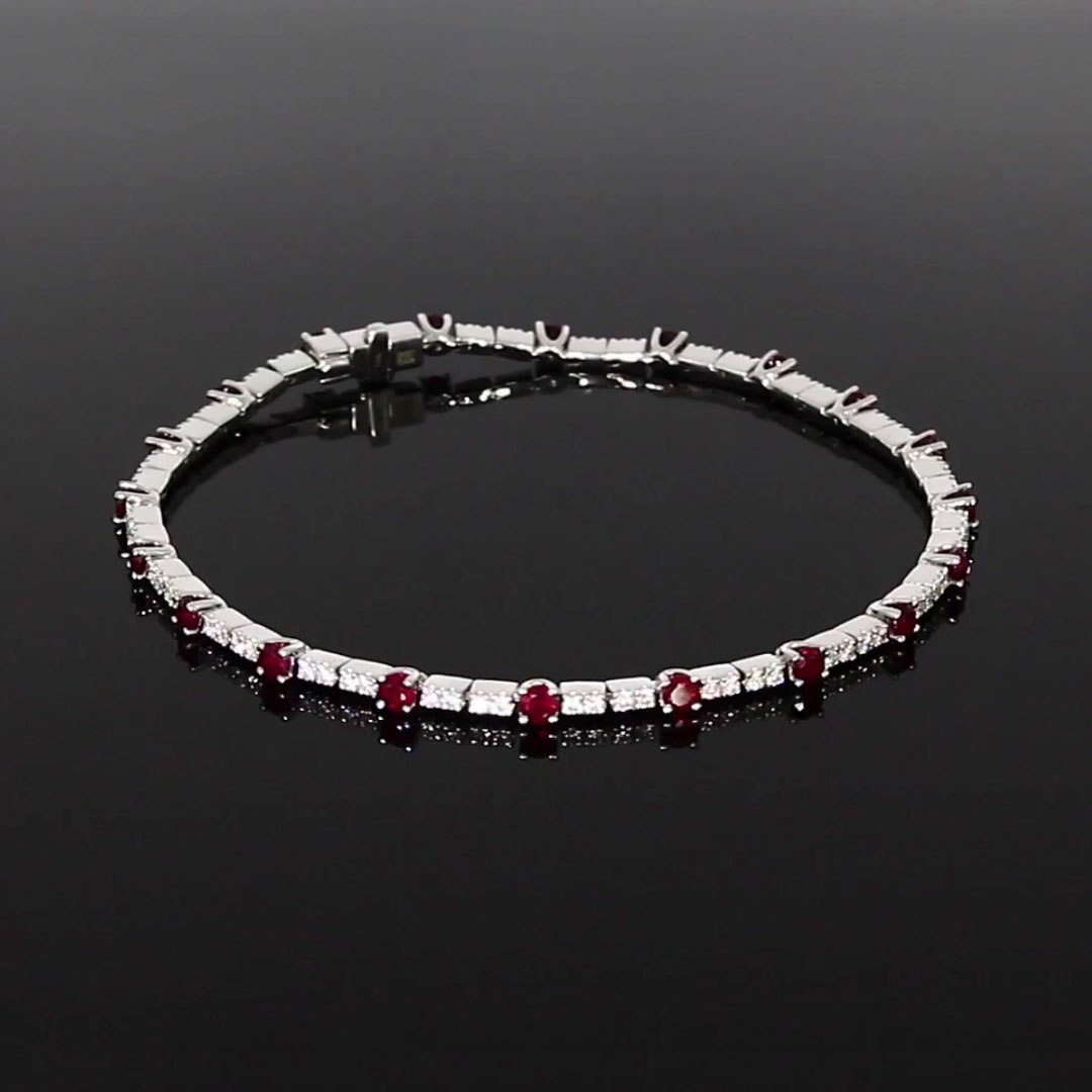 Ruby and Diamond Bracelet<br /> 2.58CT in 18CT White Gold