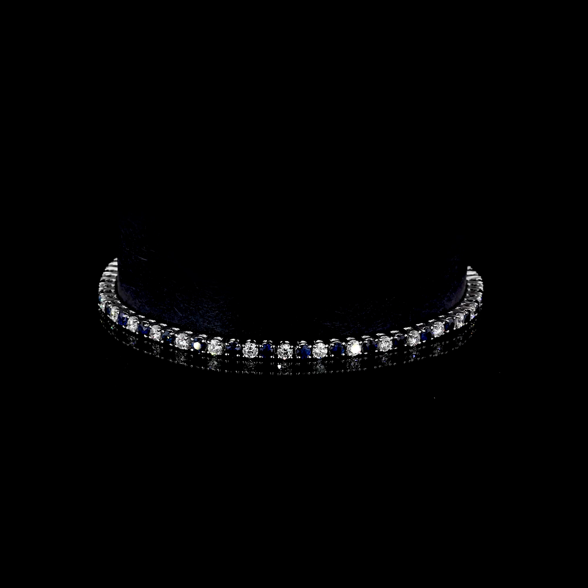 Sapphire & Diamond Line Bracelet 3.39ct in 18ct White Gold