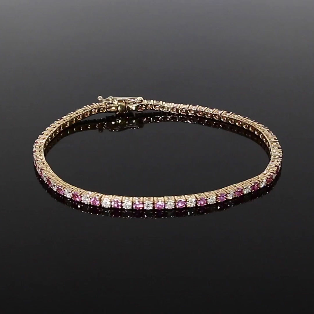 Pink Sapphire & Diamond Line Bracelet <br /> 2.00ct in 18ct Rose Gold