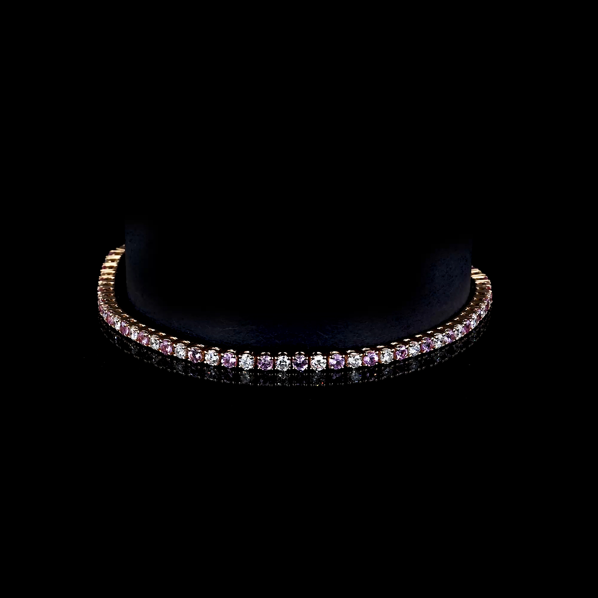 Pink Sapphire & Diamond Line Bracelet 1.95ct in 18ct Rose Gold