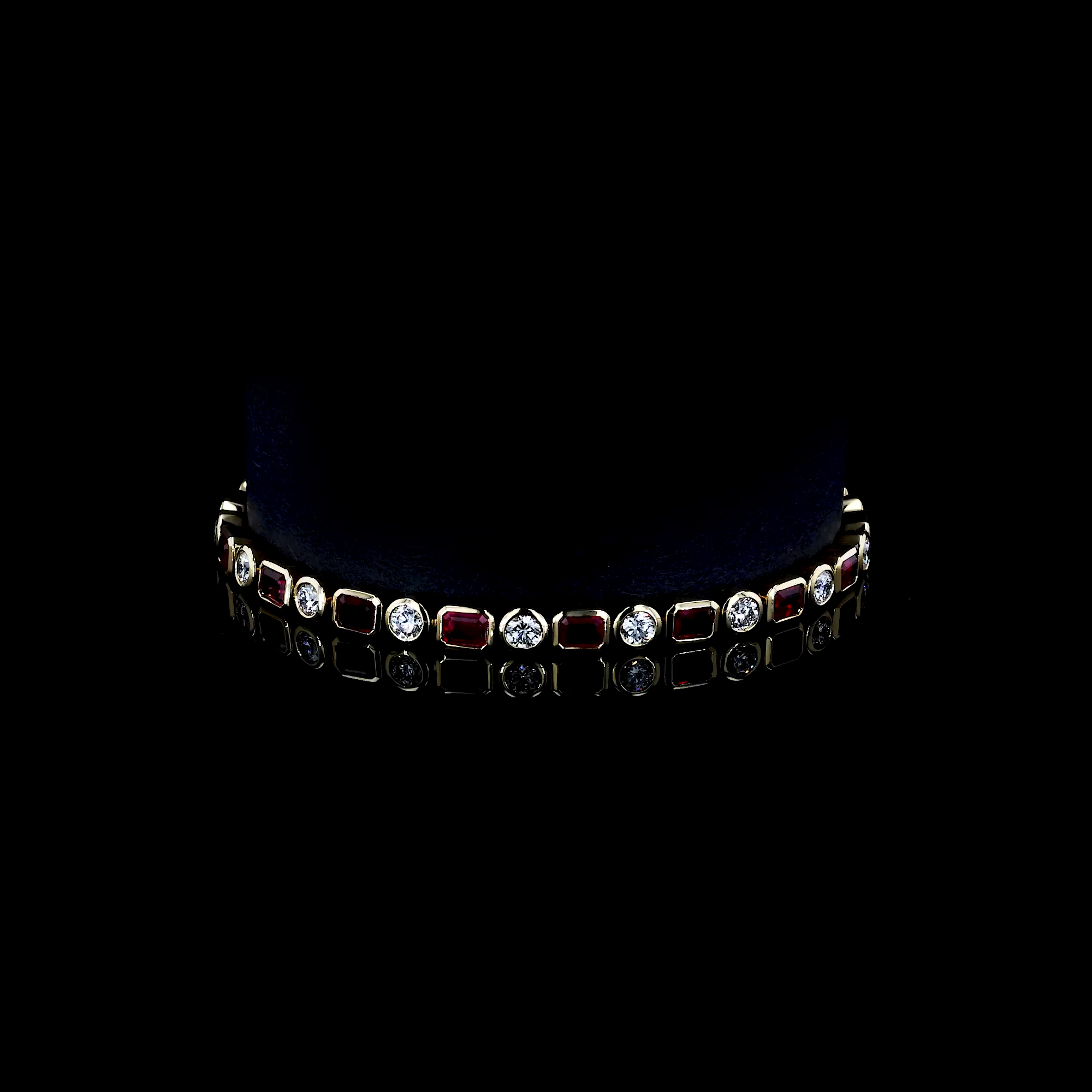 Emerald Cut Ruby and Diamond Bracelet 6.70ct in 18ct Yellow Gold