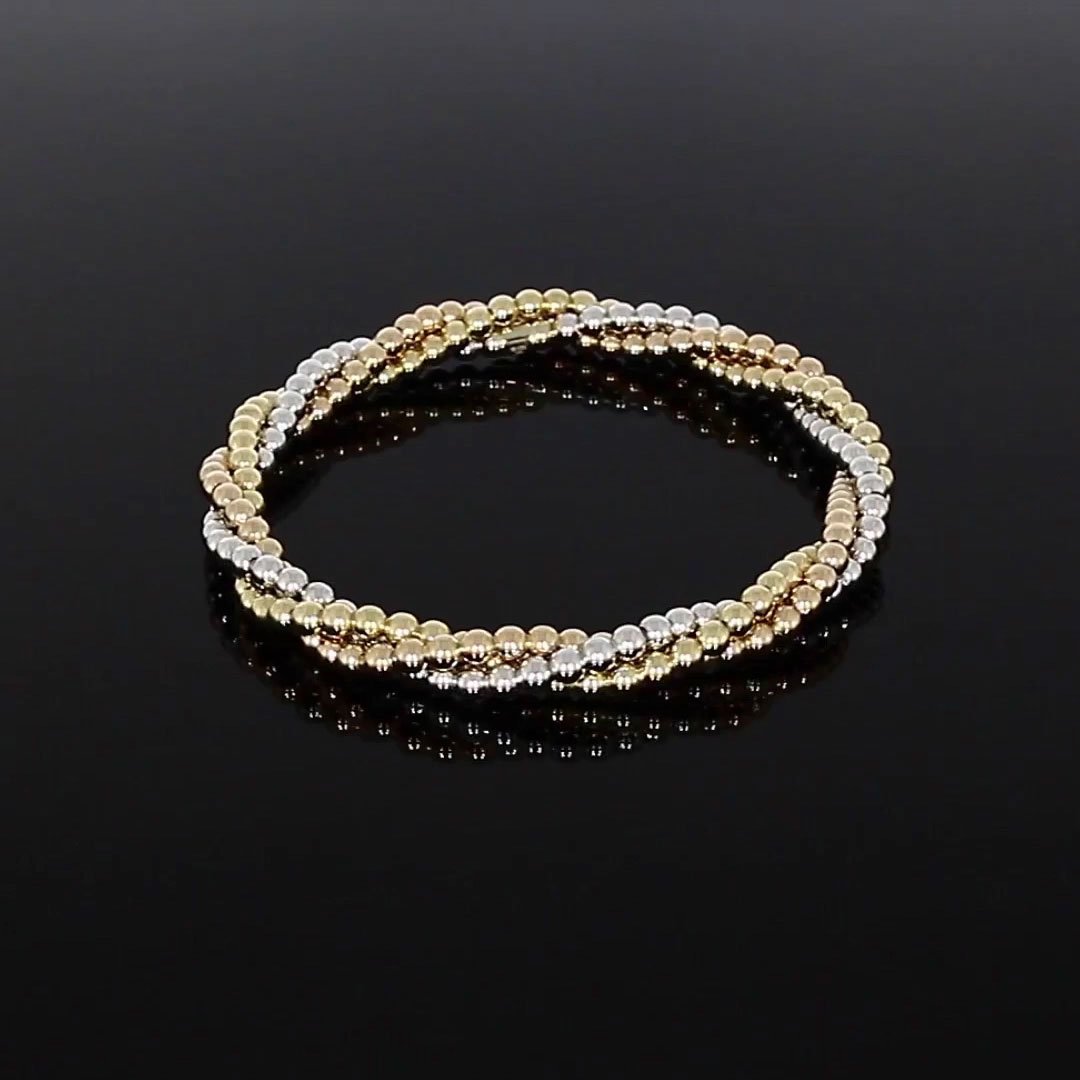 Bohemia Three-Row Bracelet<br /> in 18CT Yellow, White and Rose Gold