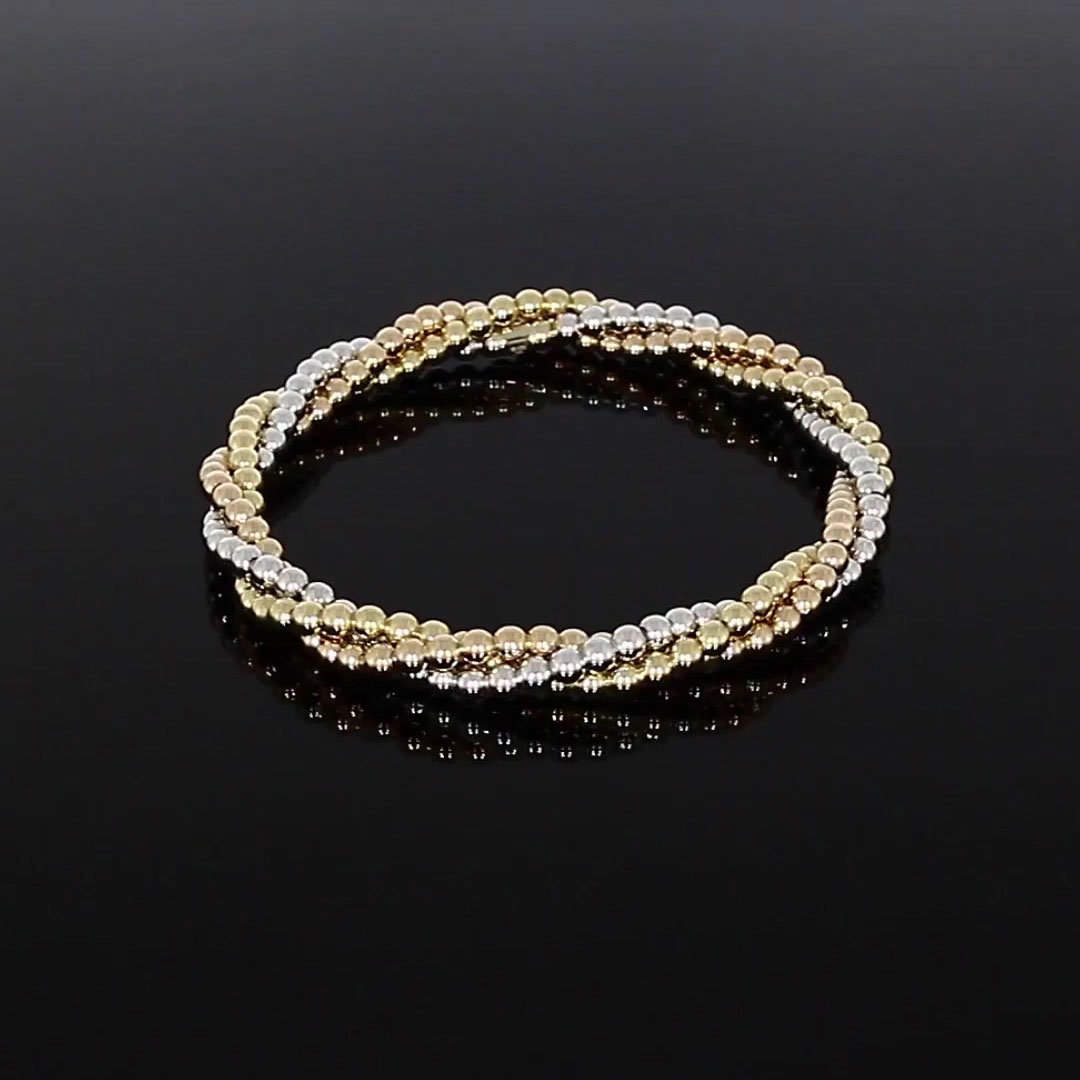 Bohemia Three-Row Bracelet in 18ct Yellow, White and Rose Gold