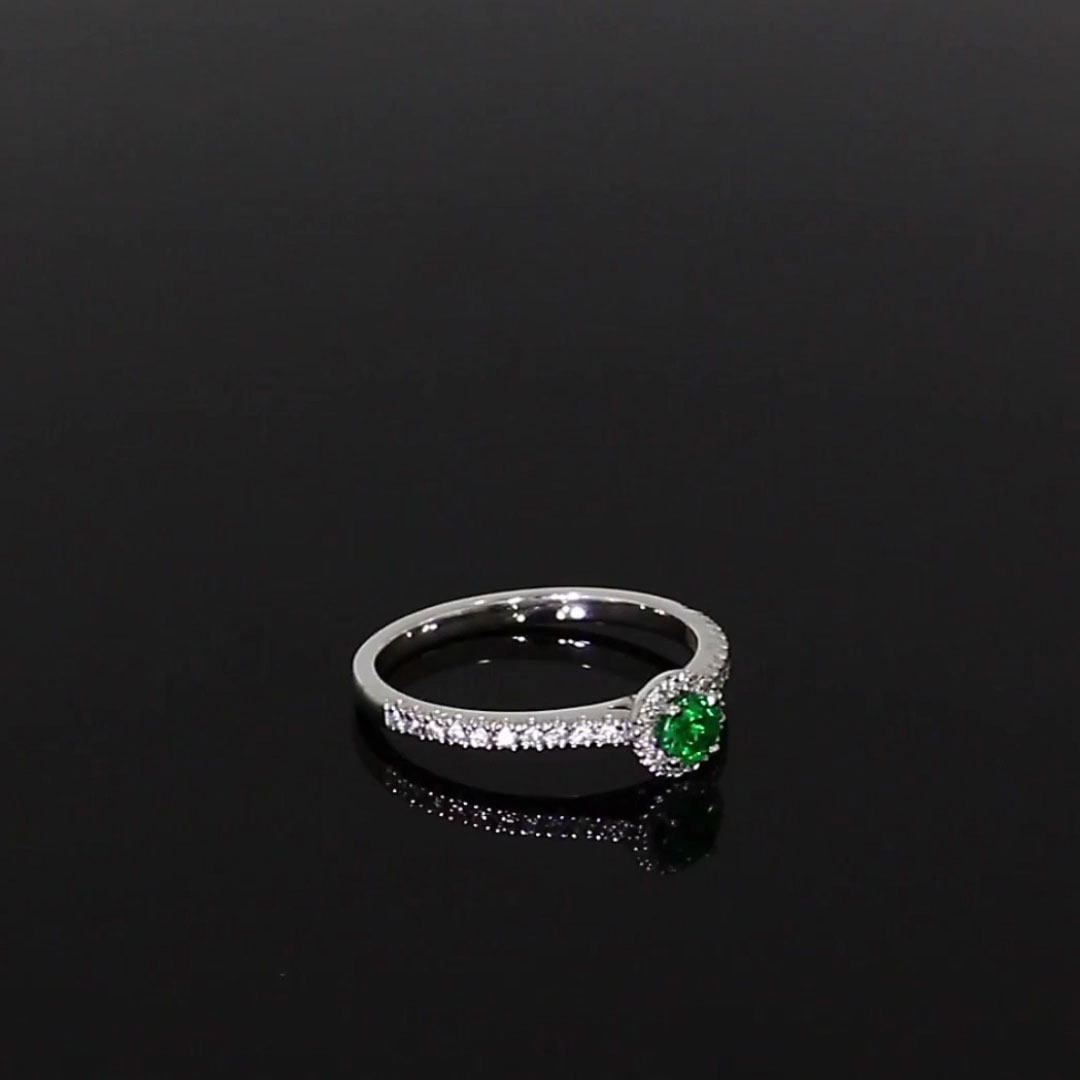 Celestial 0.25ct Emerald and Diamond Cluster Ring in 18ct White Gold