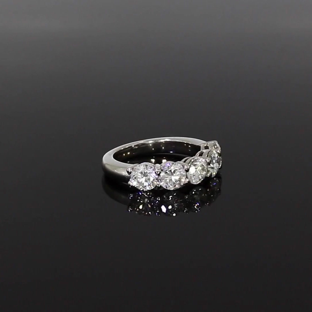 Round Brilliant Cut Diamond Five Stone Ring <br /> 3.04CT in Platinum