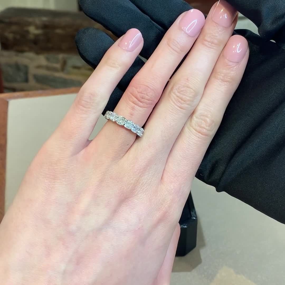 Cushion Cut Diamond Eternity Ring 6.20ct in Platinum