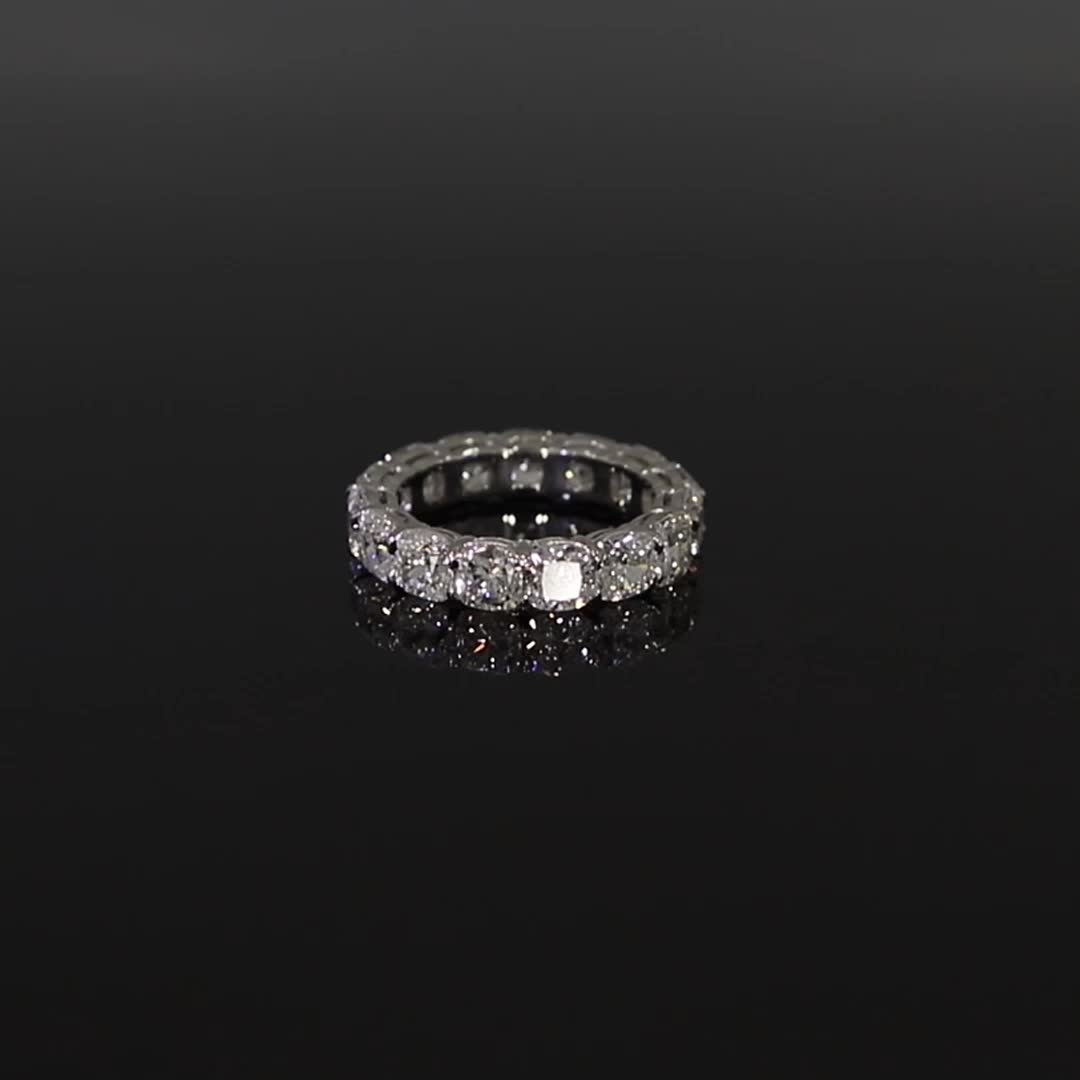 Cushion Cut Diamond Eternity Ring 6.20ct in Platinum