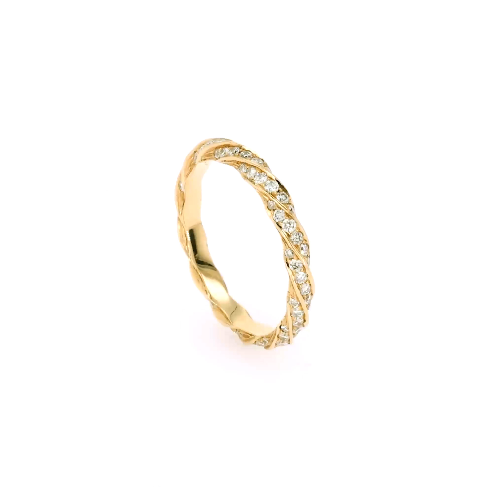 Contemporary Brilliant Cut 0.80ct Twist Eternity Ring in 18ct Yellow Gold