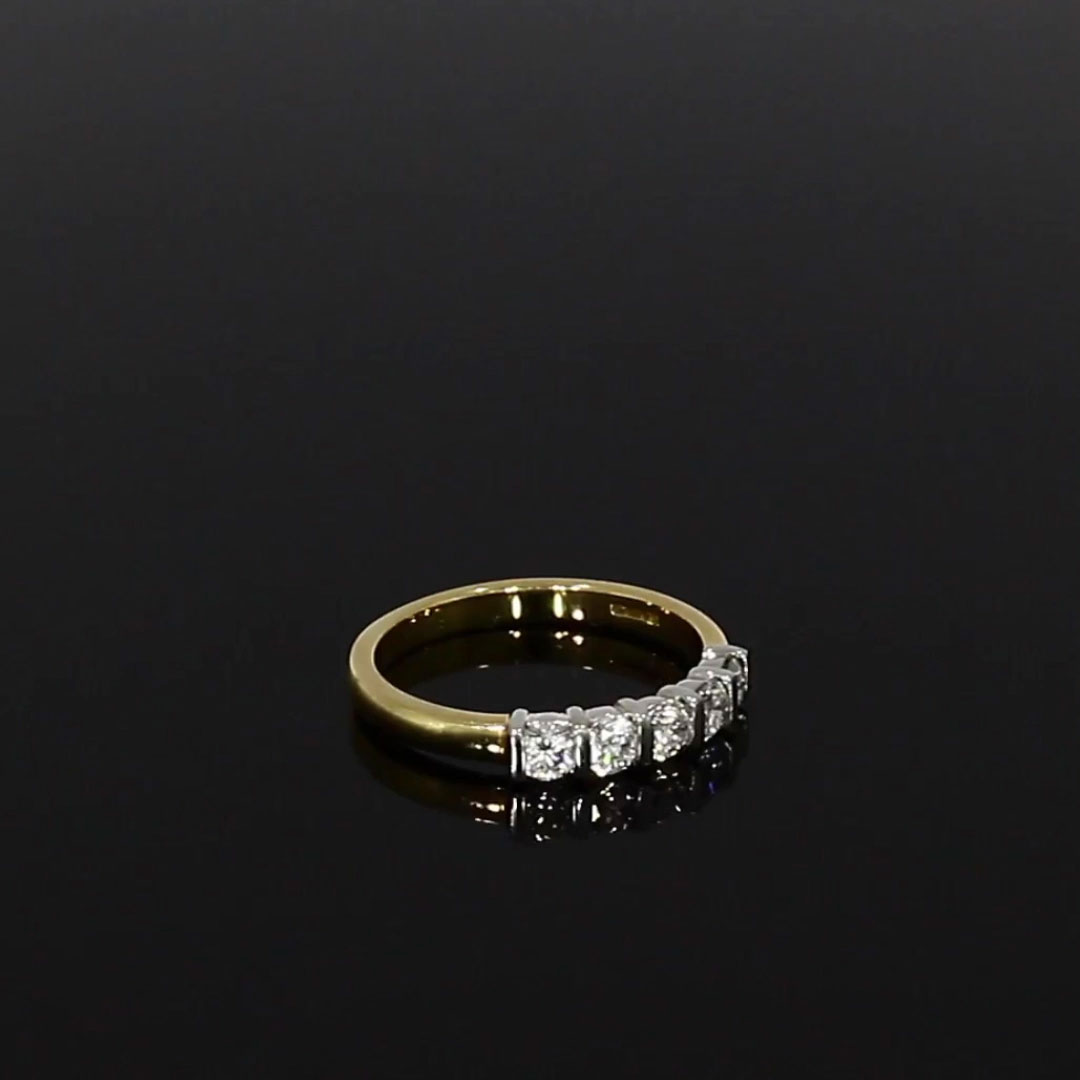 Round Brilliant Cut Diamond Five-Stone Ring 0.65ct in 18ct Yellow Gold