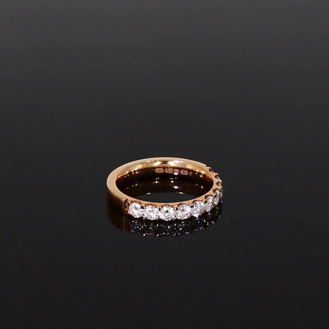 Brilliant Cut Diamond Half Eternity Ring 0.90ct in 18ct Rose Gold