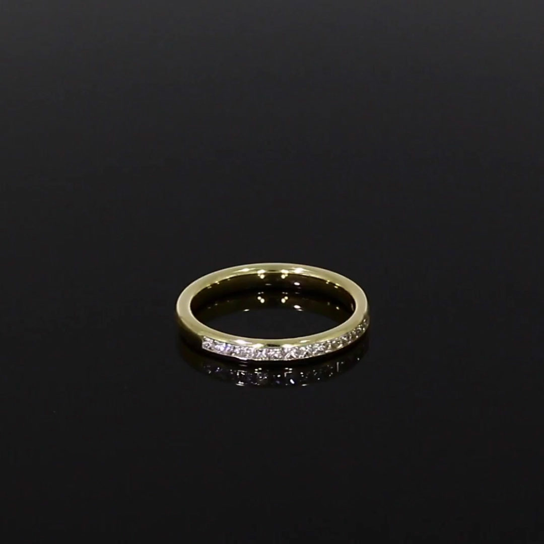 Princess Cut Diamond Half Eternity Ring 0.40ct in 18ct Yellow Gold