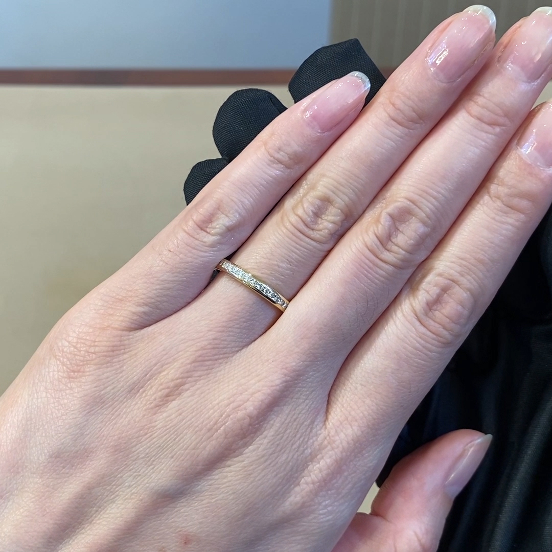 Princess Cut Diamond Half Eternity Ring 0.40ct in 18ct Yellow Gold