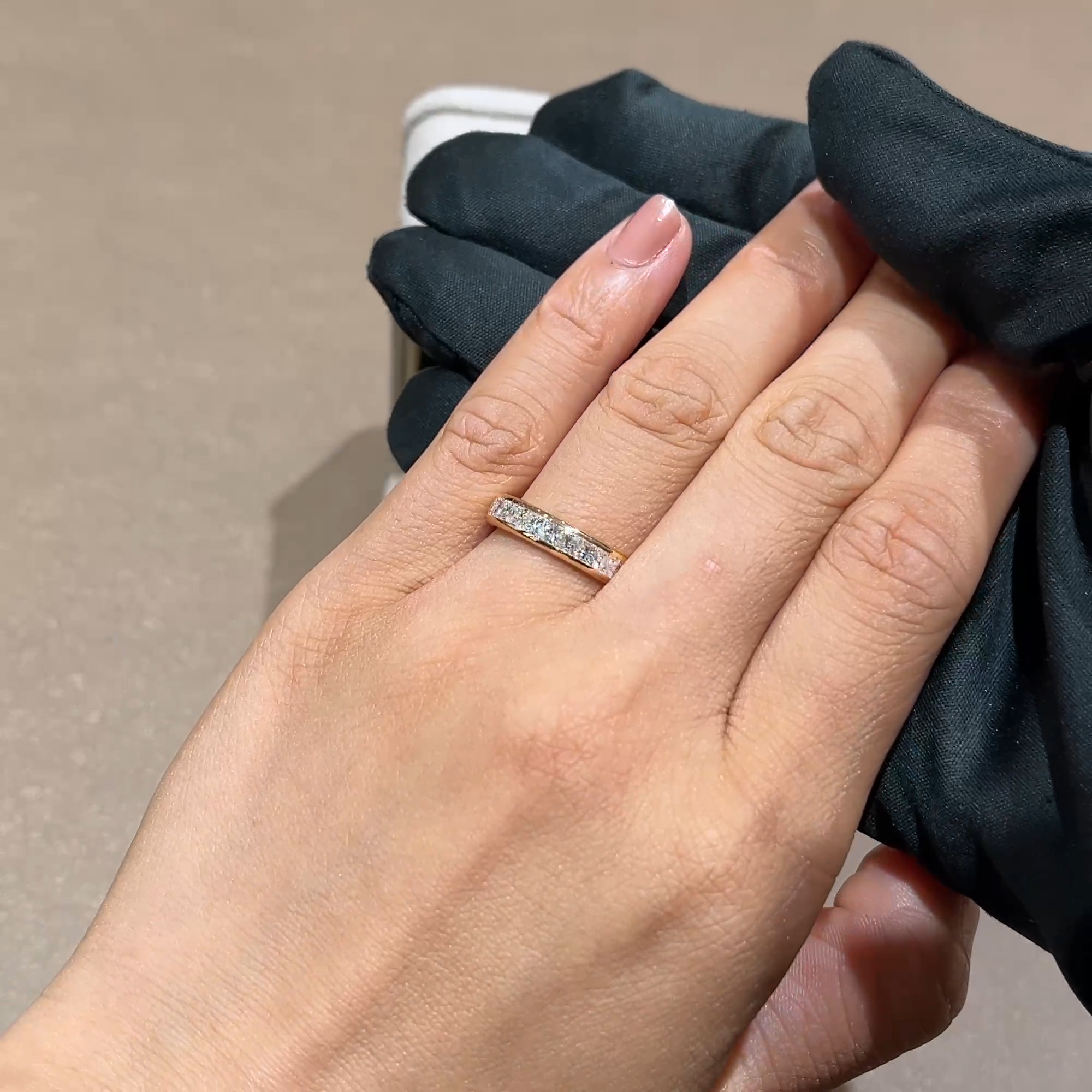 Princess Cut Diamond Half Eternity Ring 1.17ct in 18ct Rose Gold