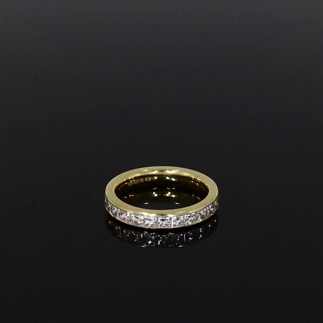 Princess Cut Diamond Eternity Ring 2.33ct in 18ct Yellow Gold