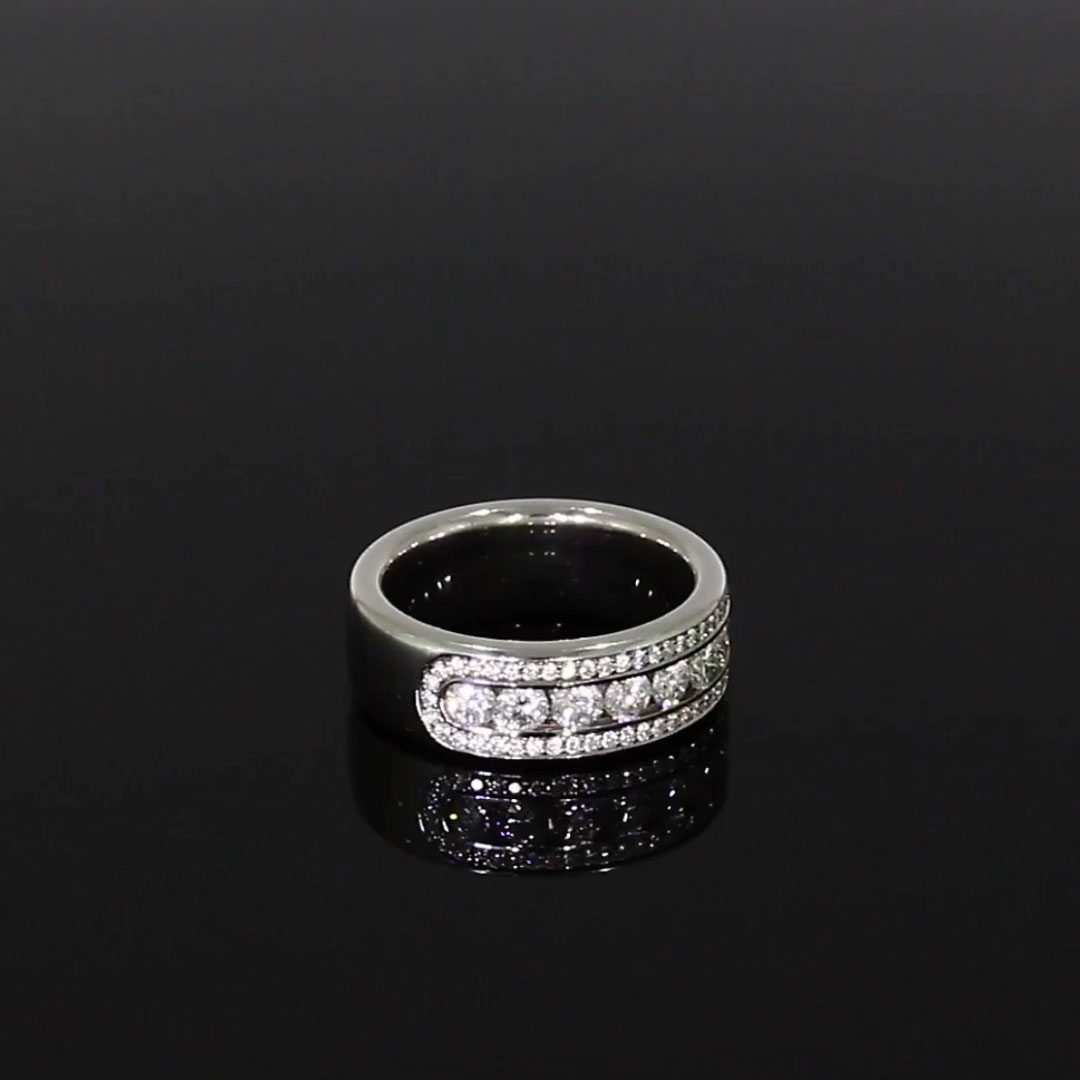 Round Brilliant Cut Diamond Three-Row Ring 1.35ct in Platinum