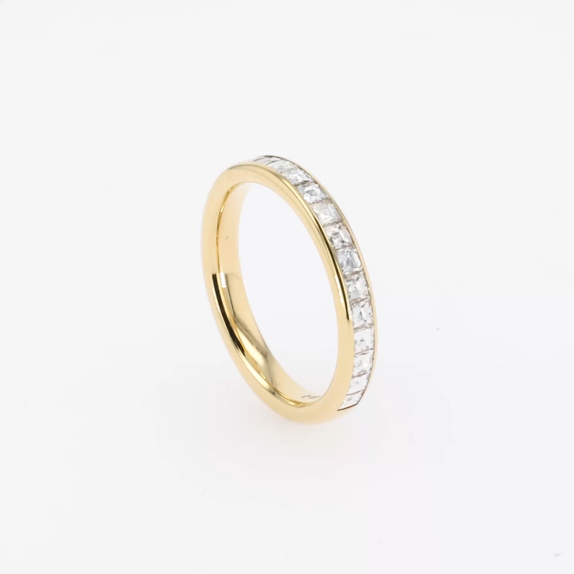 French Cut Diamond Half Eternity Ring 0.85ct in 18ct Yellow Gold