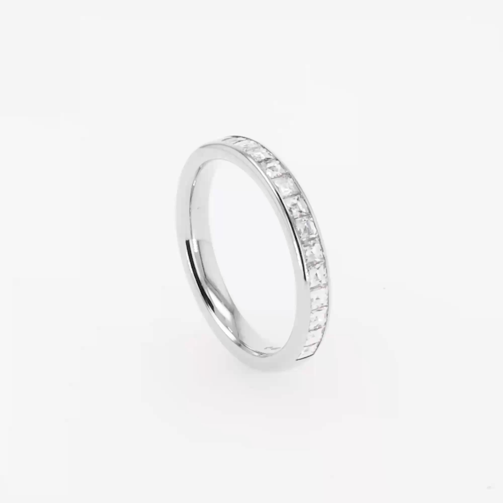 French Cut Diamond Half Eternity Ring 0.85ct in Platinum