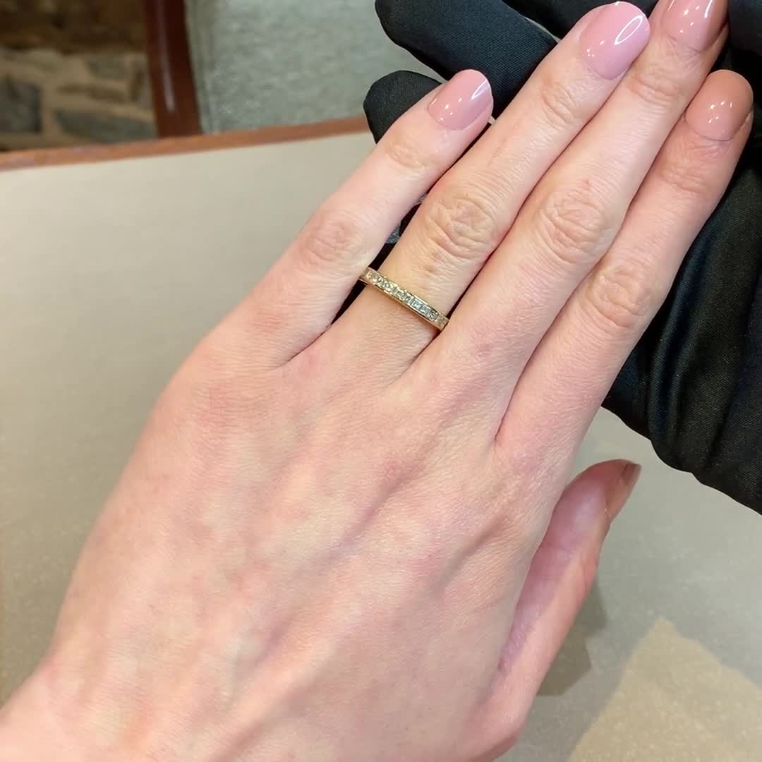 French Cut Diamond Eternity Ring 1.48ct in 18ct Yellow Gold